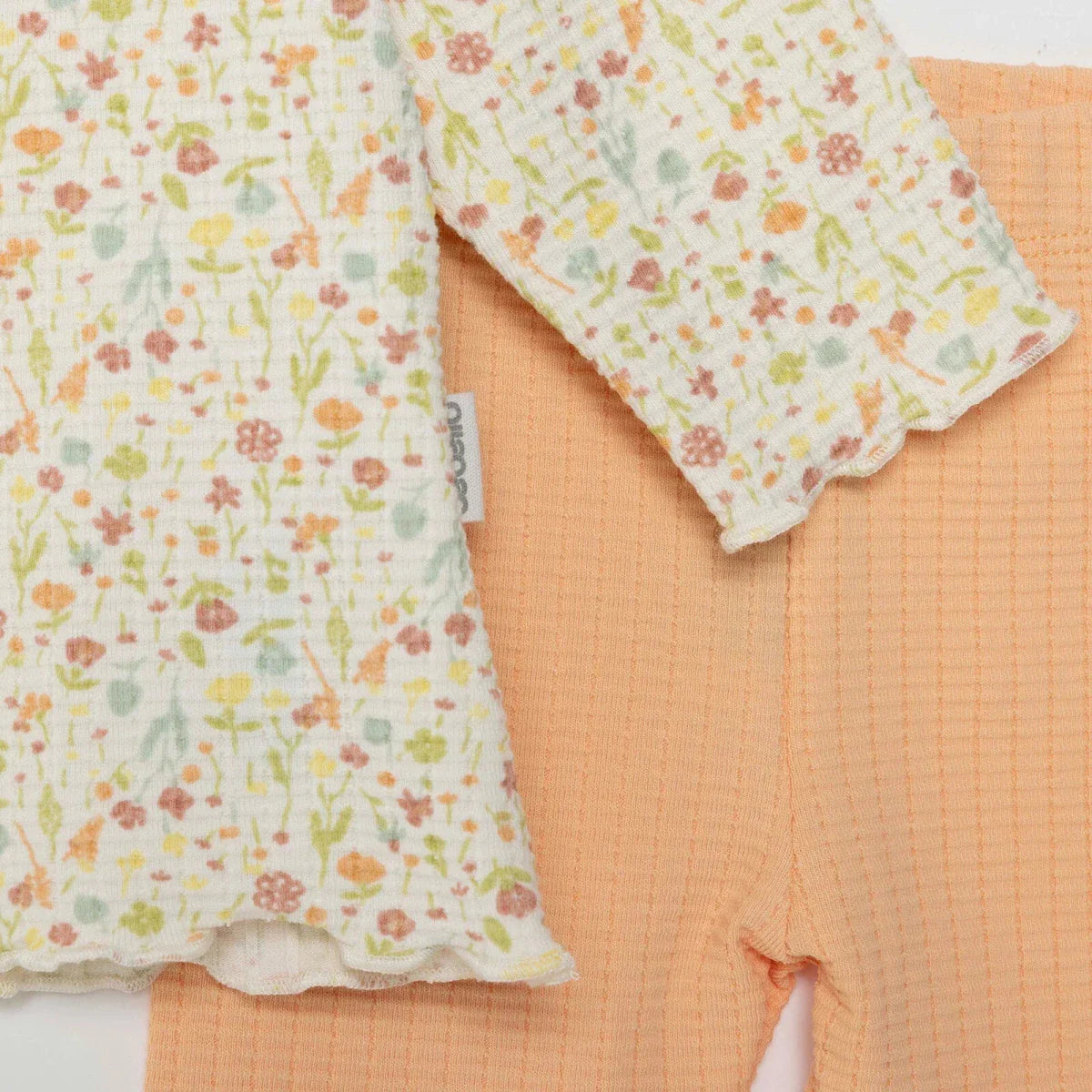 Bebetto Girls Sweatshirt & Footless Bottom Set Floral Print House Of Birds Frill Neck Full Length Lo - Salmon