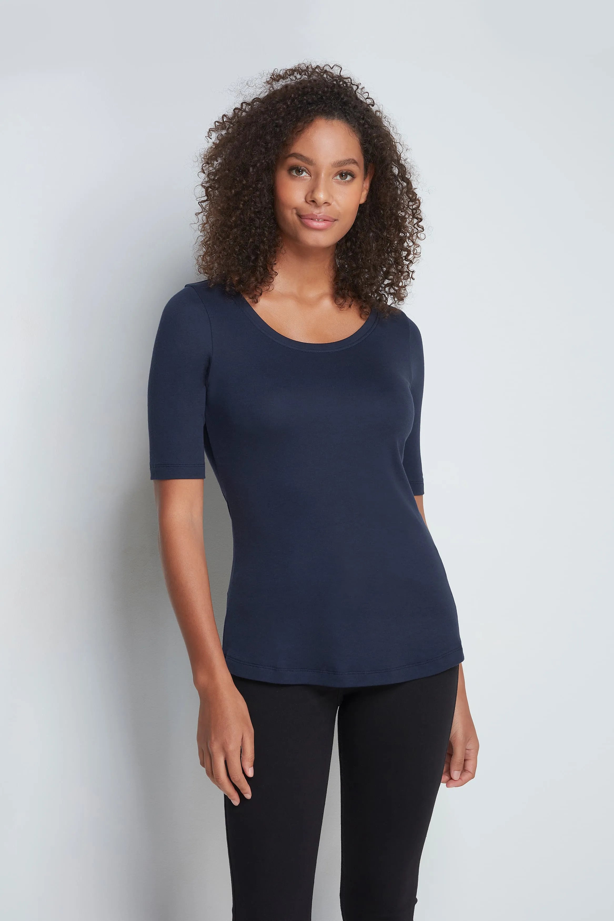 Half Sleeve Scoop Neck Cotton Modal Blend T-Shirt