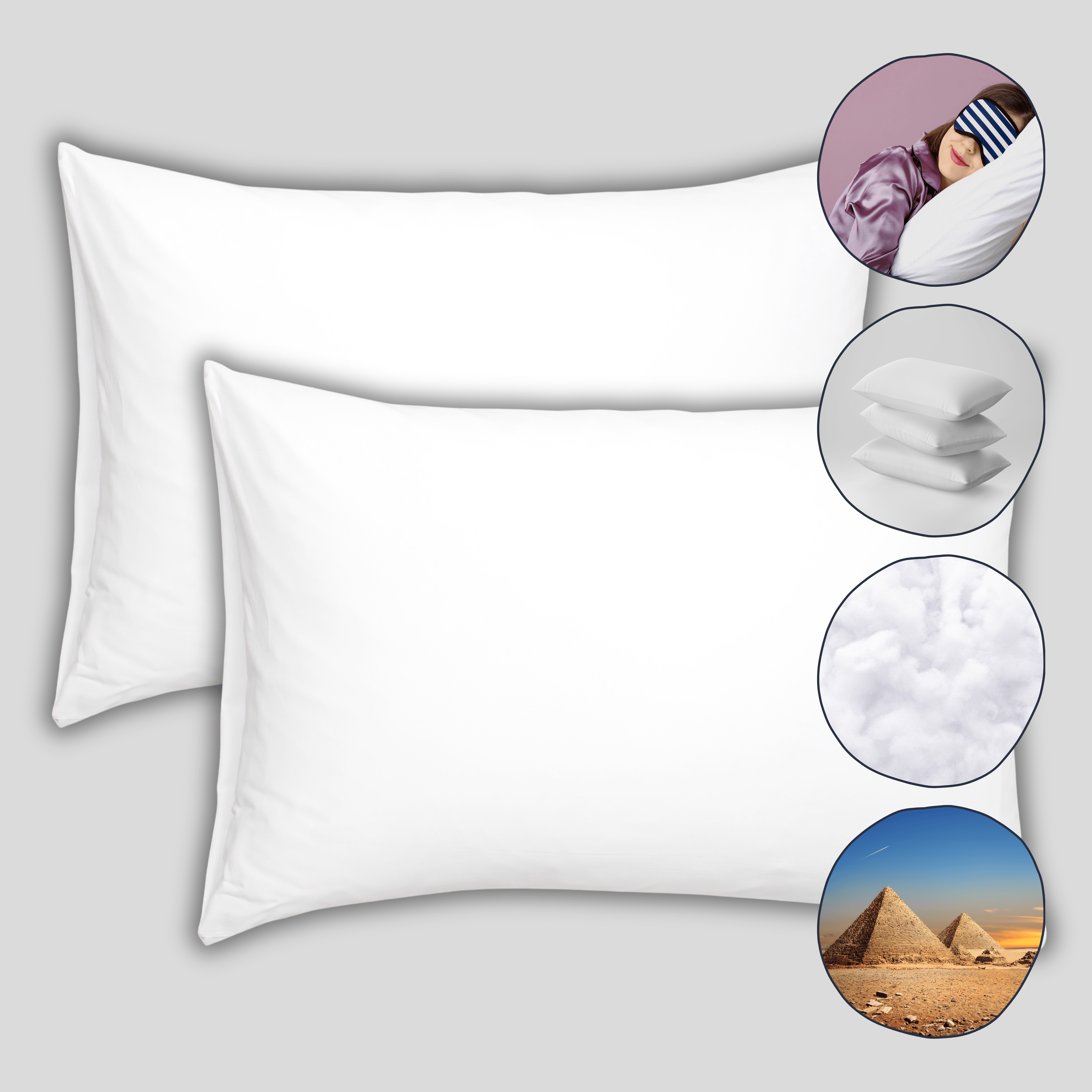 2 Pack Luxury Egyptian Cotton Blend Pillows Hotel Quality Soft Medium Support for Restful Sleep by OLIVIA ROCCO