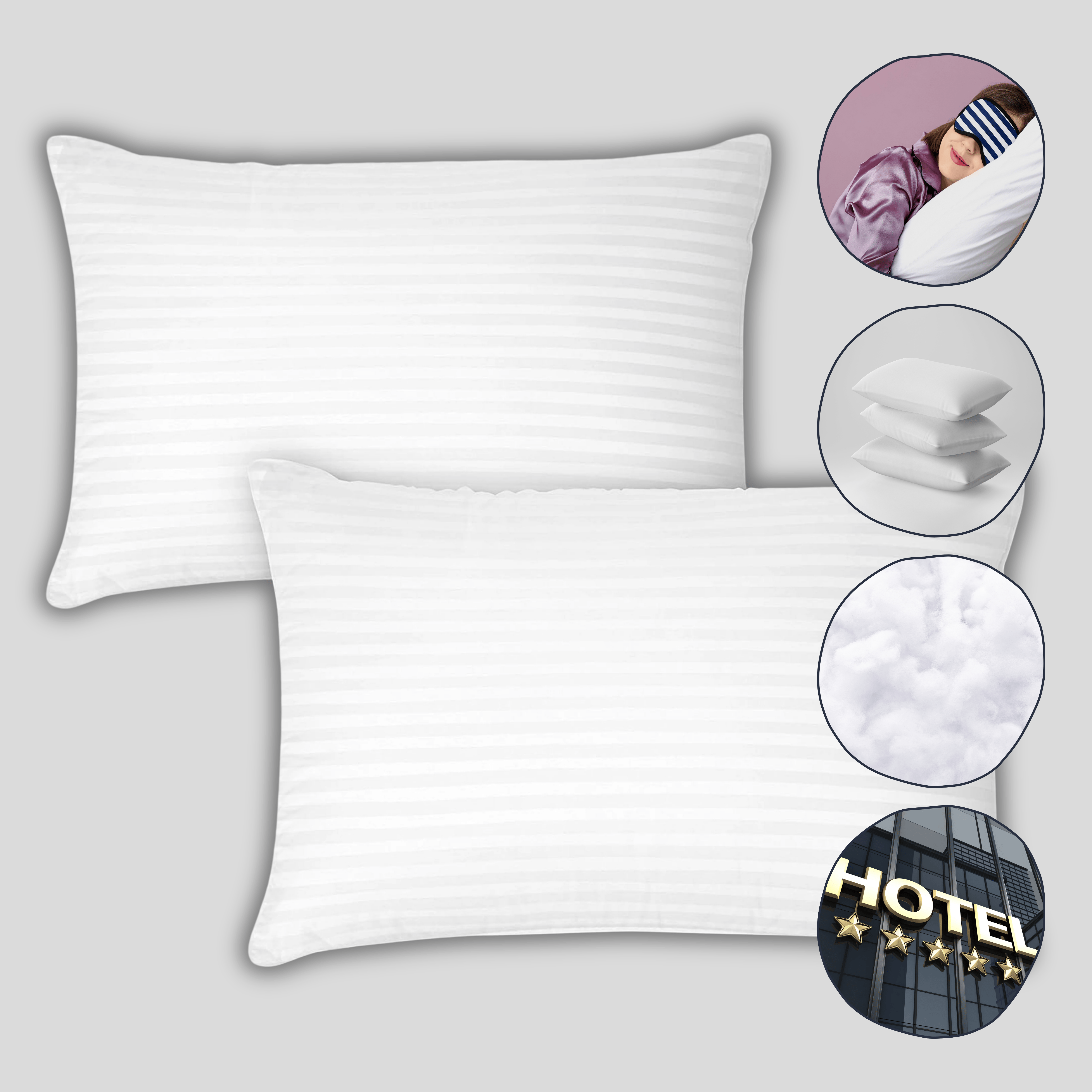 2 Pack Luxury Hotel Pillows Hypoallergenic Hollowfibre Soft Medium Support for Comfortable Sleep by OLIVIA ROCCO