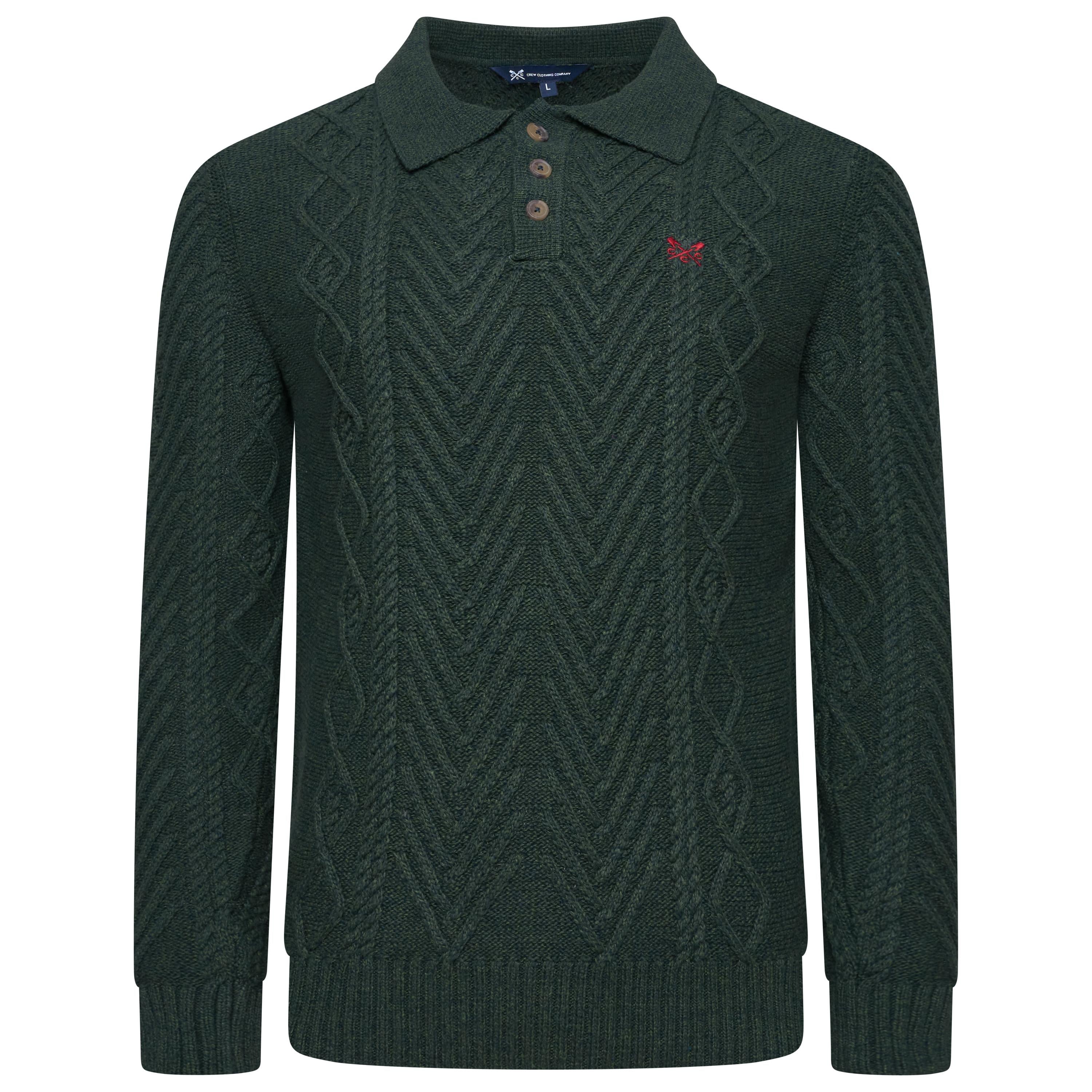 Crew Clothing Company Cable Knit Button Neck Jumper