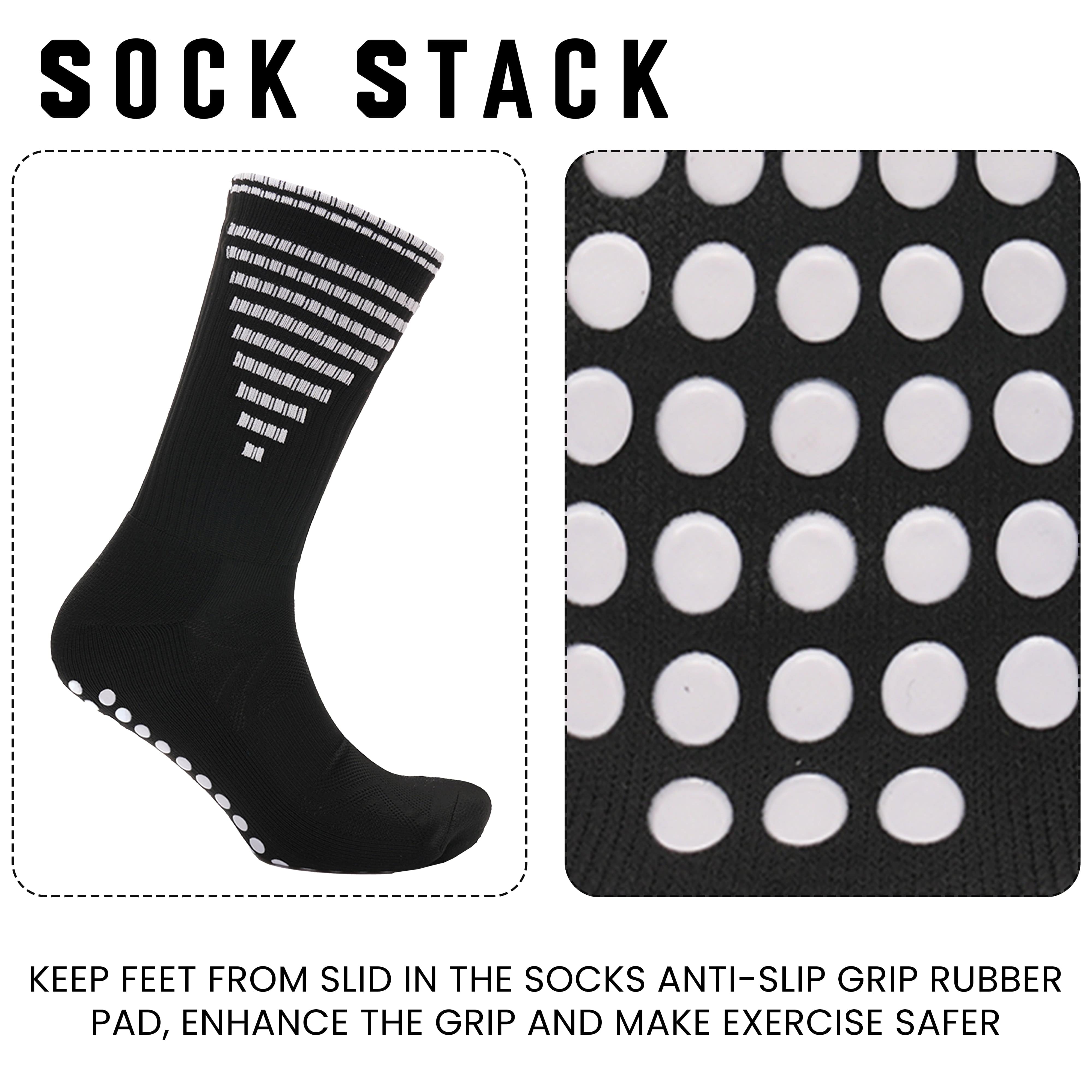 3 Pairs Black Anti Slip Football Grip Socks for Men Sports Socks for Gym Running Yoga Trekking Hiking by  Sock Stack
