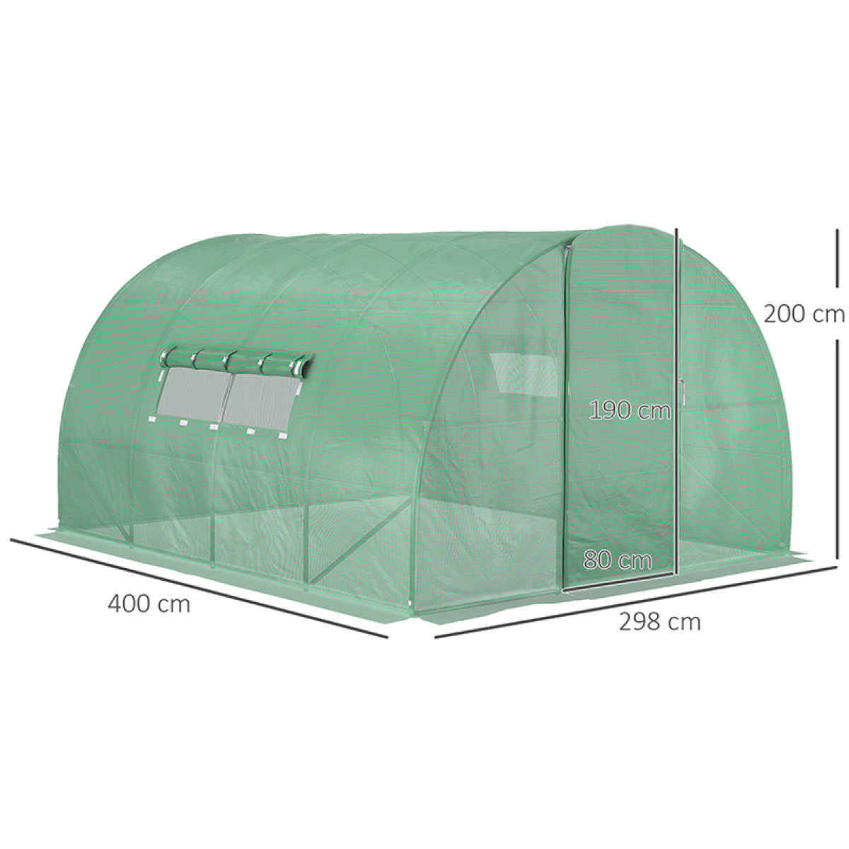 4 x 3M Walk-in Garden Polytunnel Greenhouse Galvanised Steel W/ Door