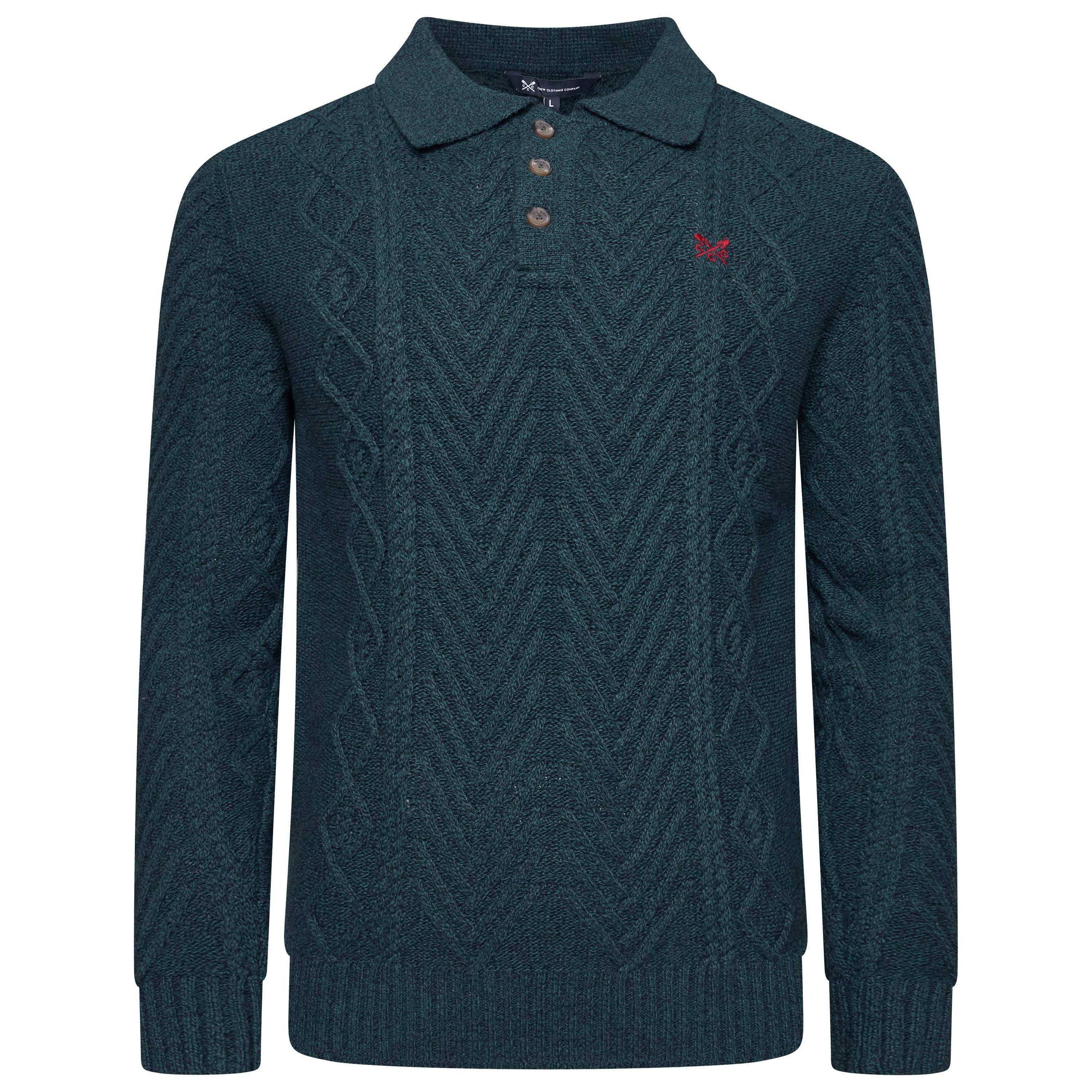 Crew Clothing Company Cable Knit Button Neck Jumper