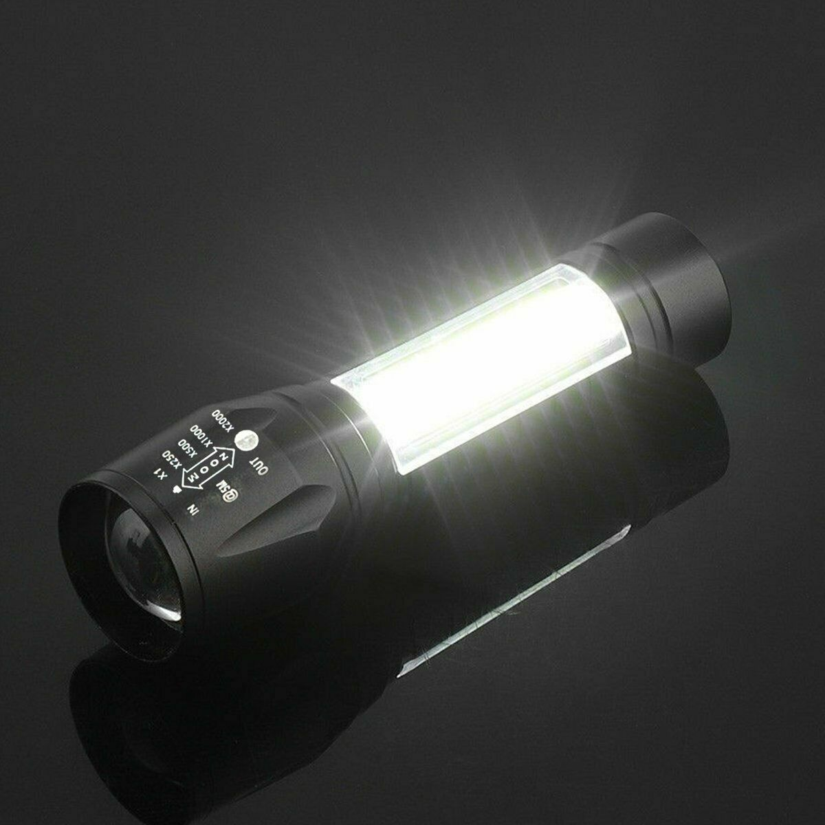 2Pcs Mini Zoomable LED Flashlight USB RechargeableCamping Hiking Flashlight Work light