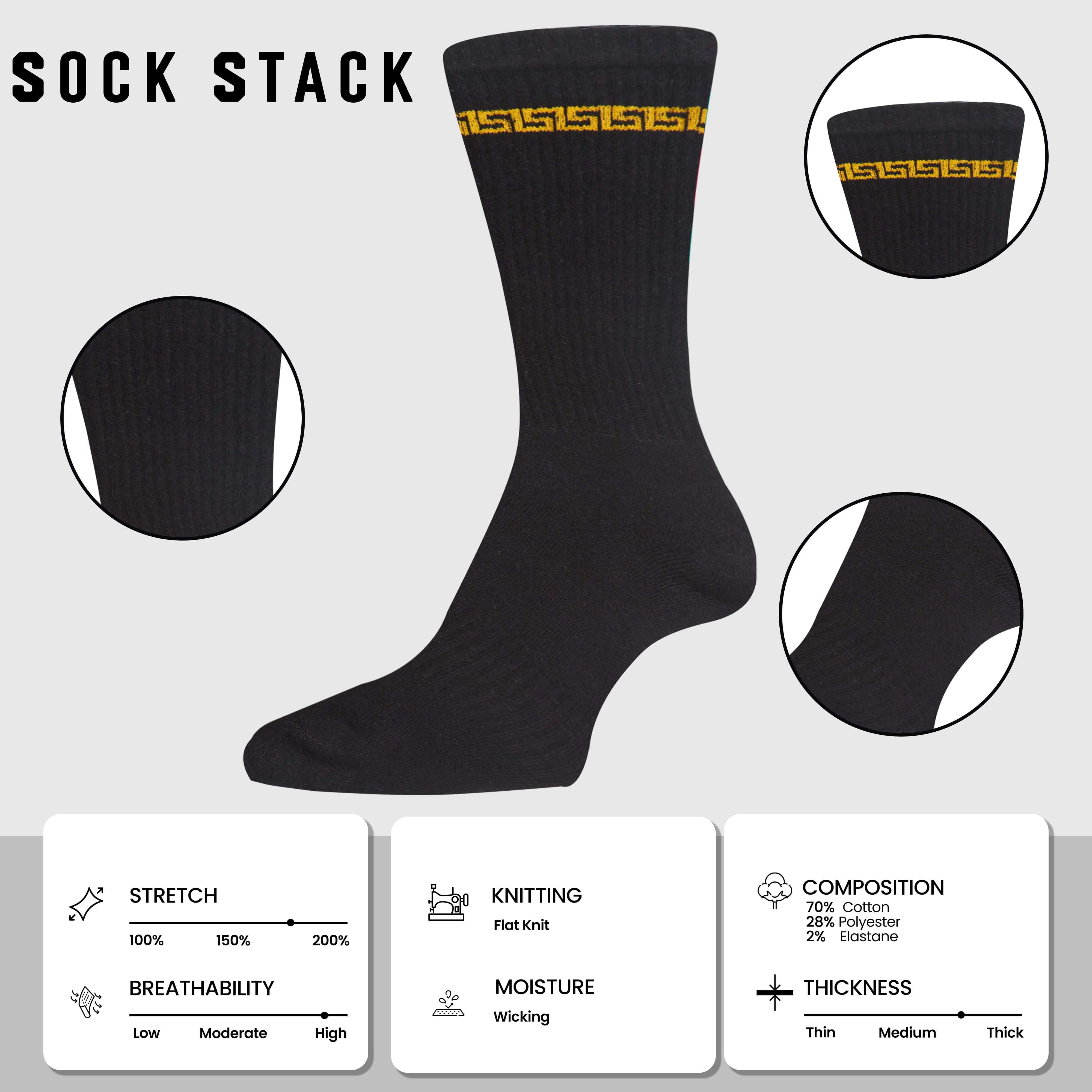 5 Pack Men's Greek Design Sparta Sport Socks Cotton Durable Blend for Sports Casual & Everyday Designer Wear by Sock Stack