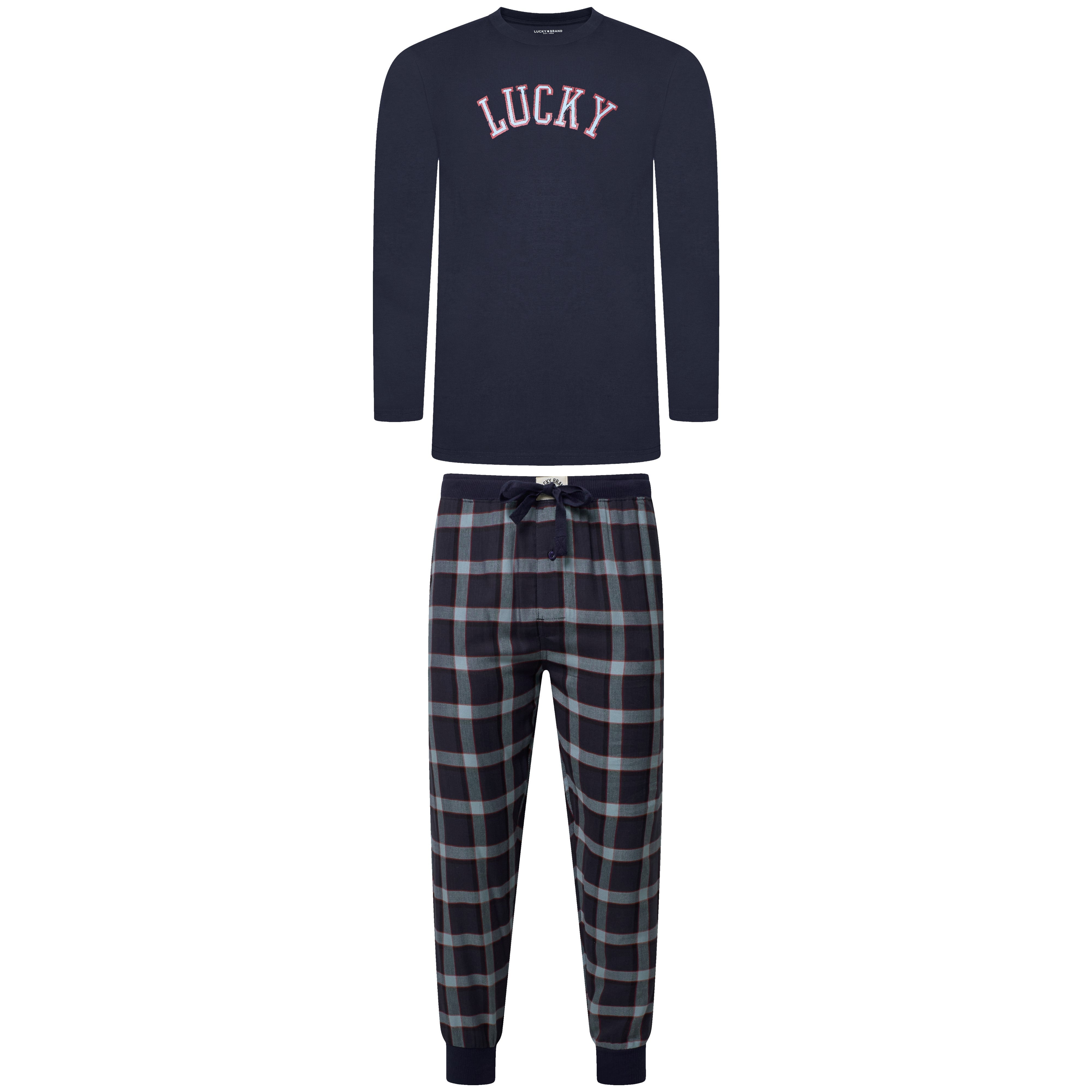 Lucky Brand Crew Neck & Closed Hem Flannel Pant Pyjama Set