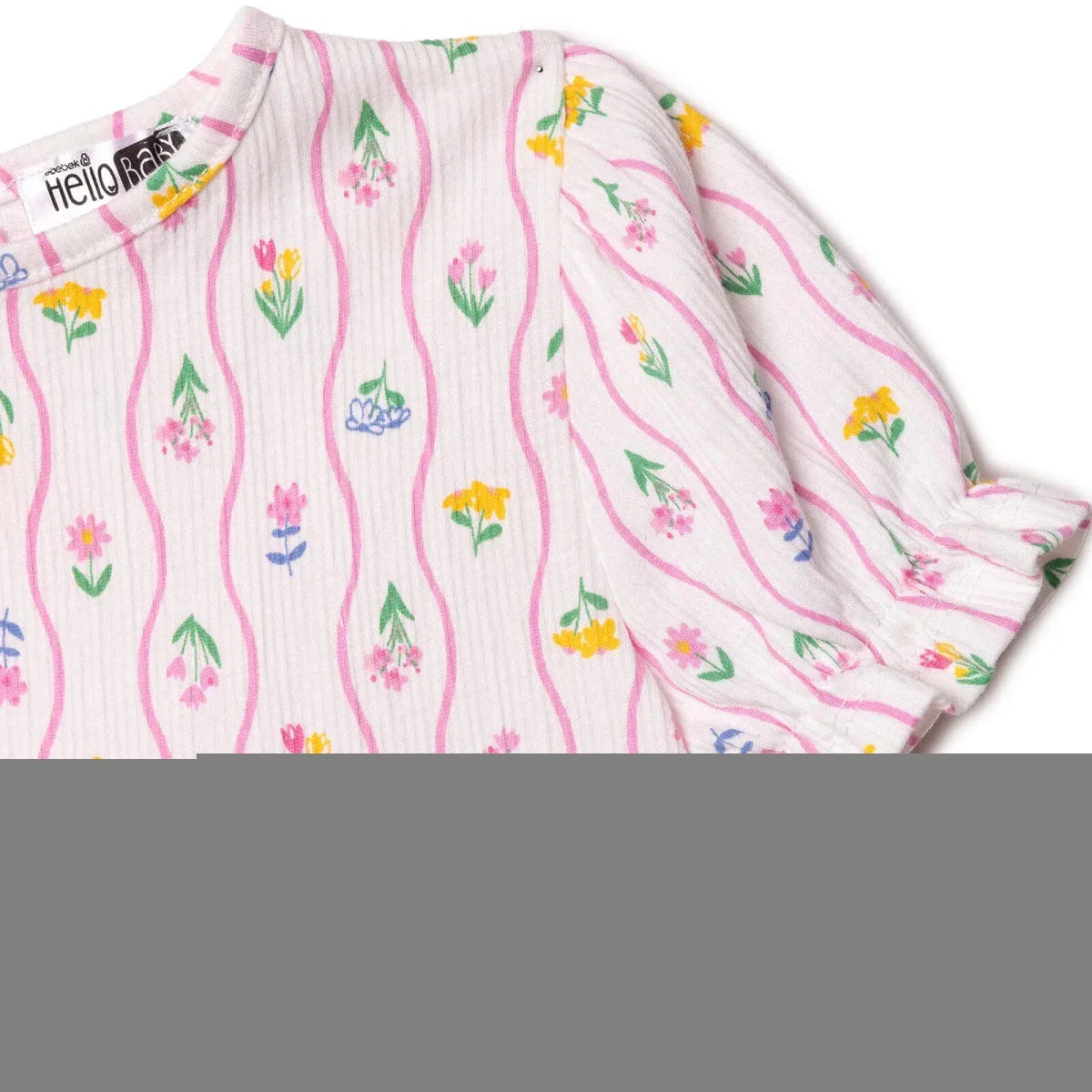 HelloBaby Girls Dress Ditsy Flower Crew Neck Short Sleeve - Ecru Printed