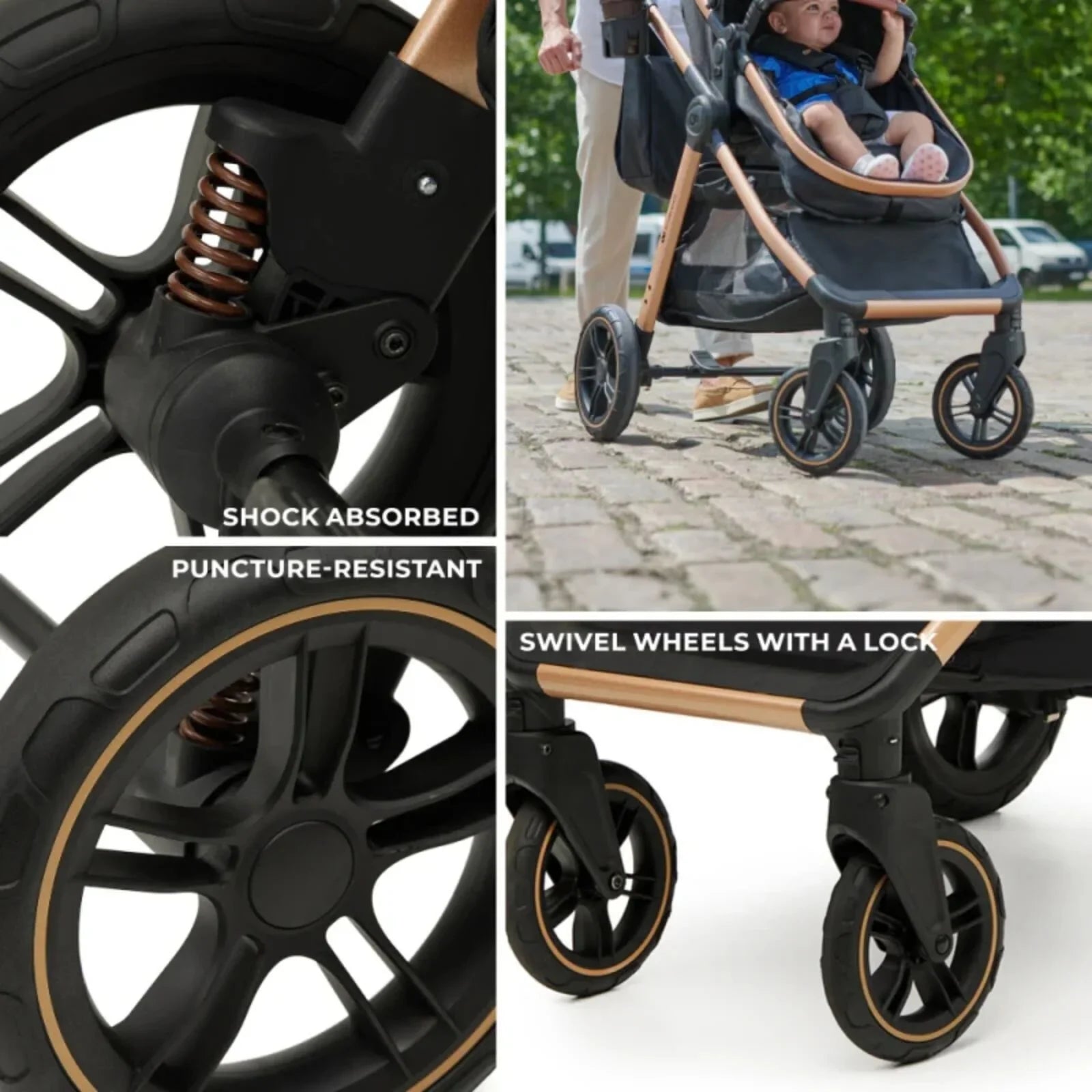 Kinderkraft Esme 3-in-1 Travel System with Mink Pro Car Seat - Pure Black