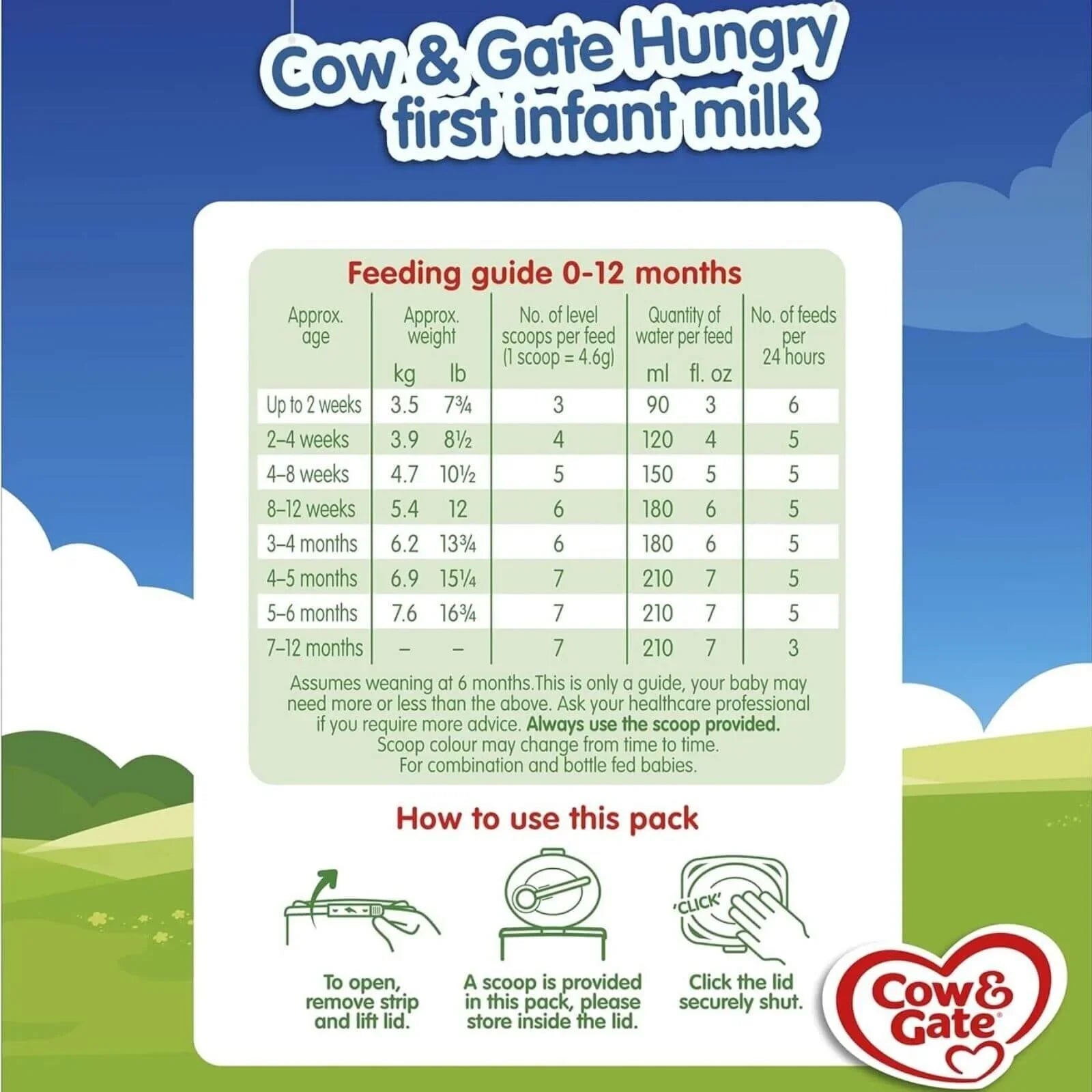 Cow & Gate 1 Hungry Baby Milk Formula 0-6 months 800g
