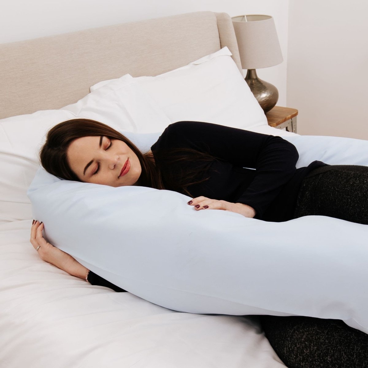 9 Foot Maternity Pillow And Case - Light Blue