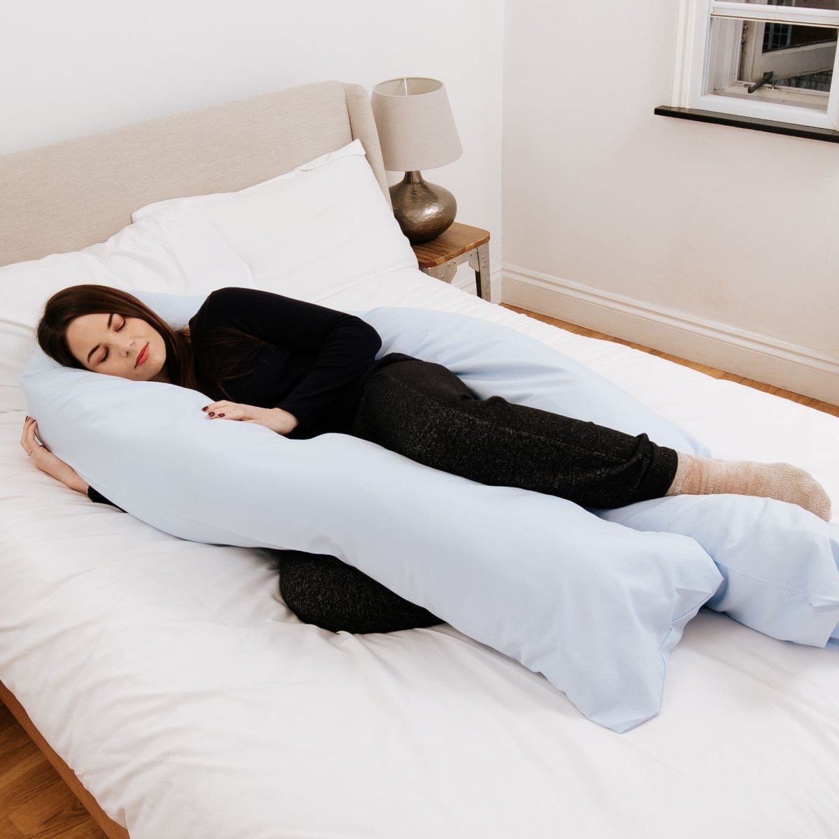 9 Foot Maternity Pillow And Case - Light Blue