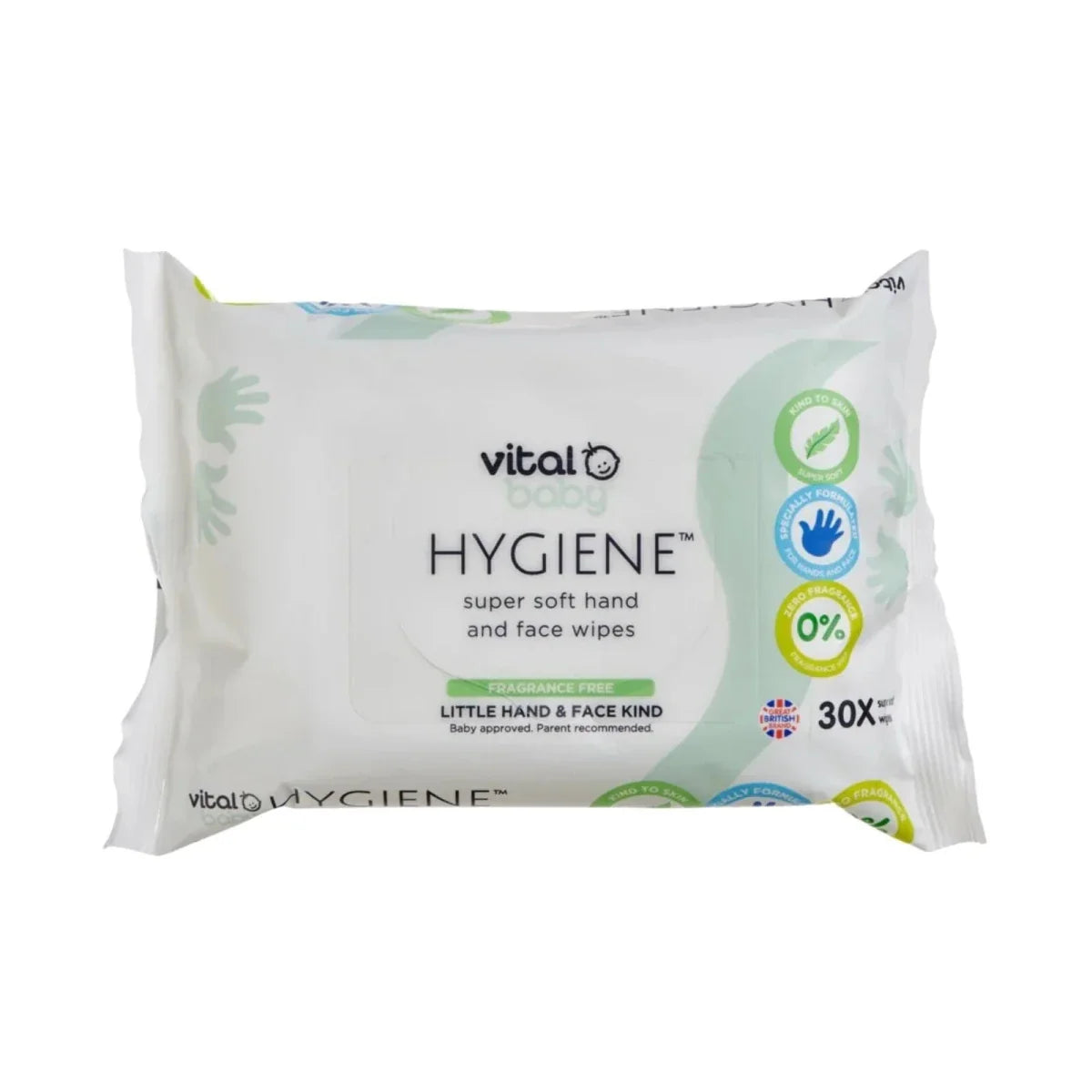 Vital Baby Hygiene Super Soft Fragrance Free Hand & Face Wipes 12x30 pcs