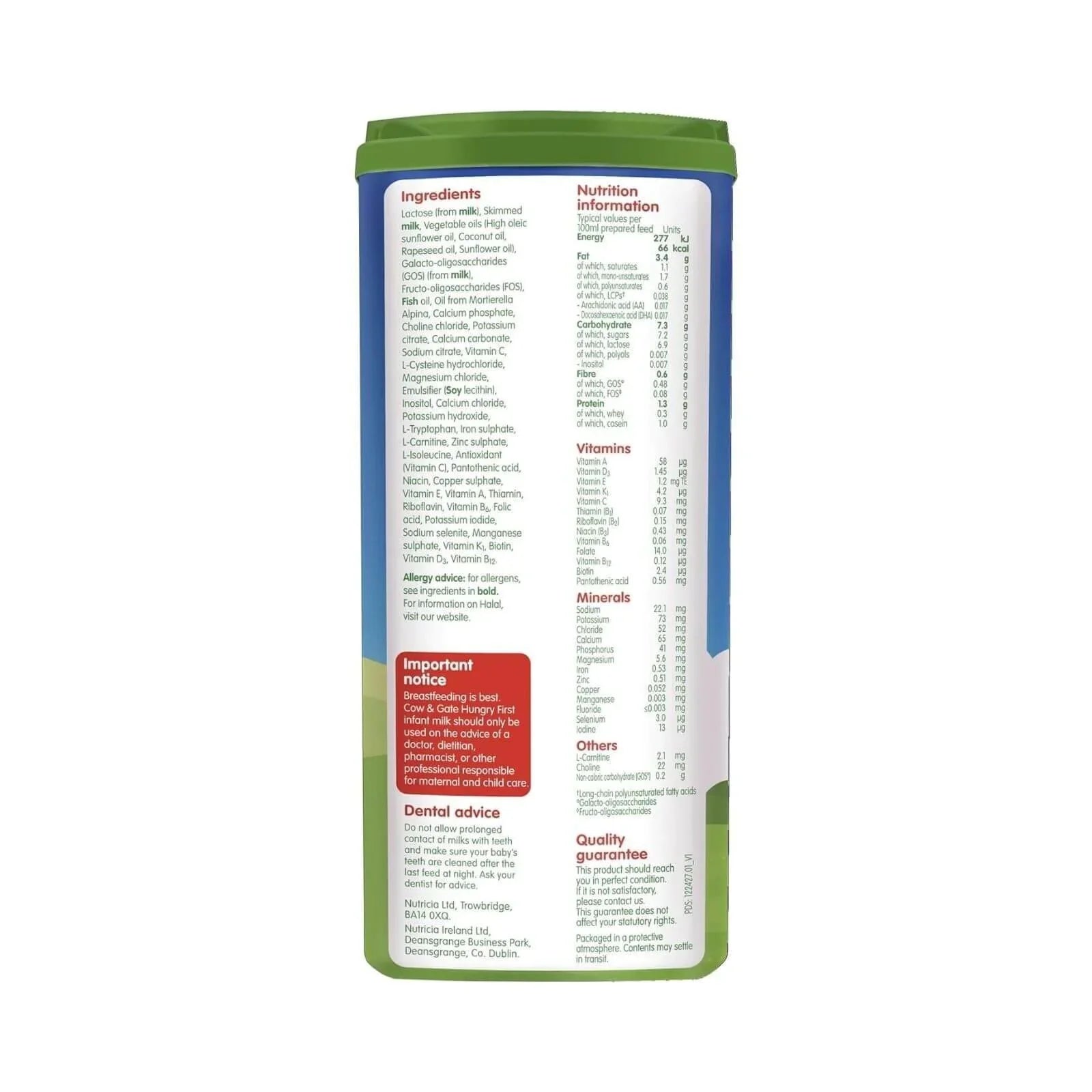 Cow & Gate 1 Hungry Baby Milk Formula 0-6 months 800g