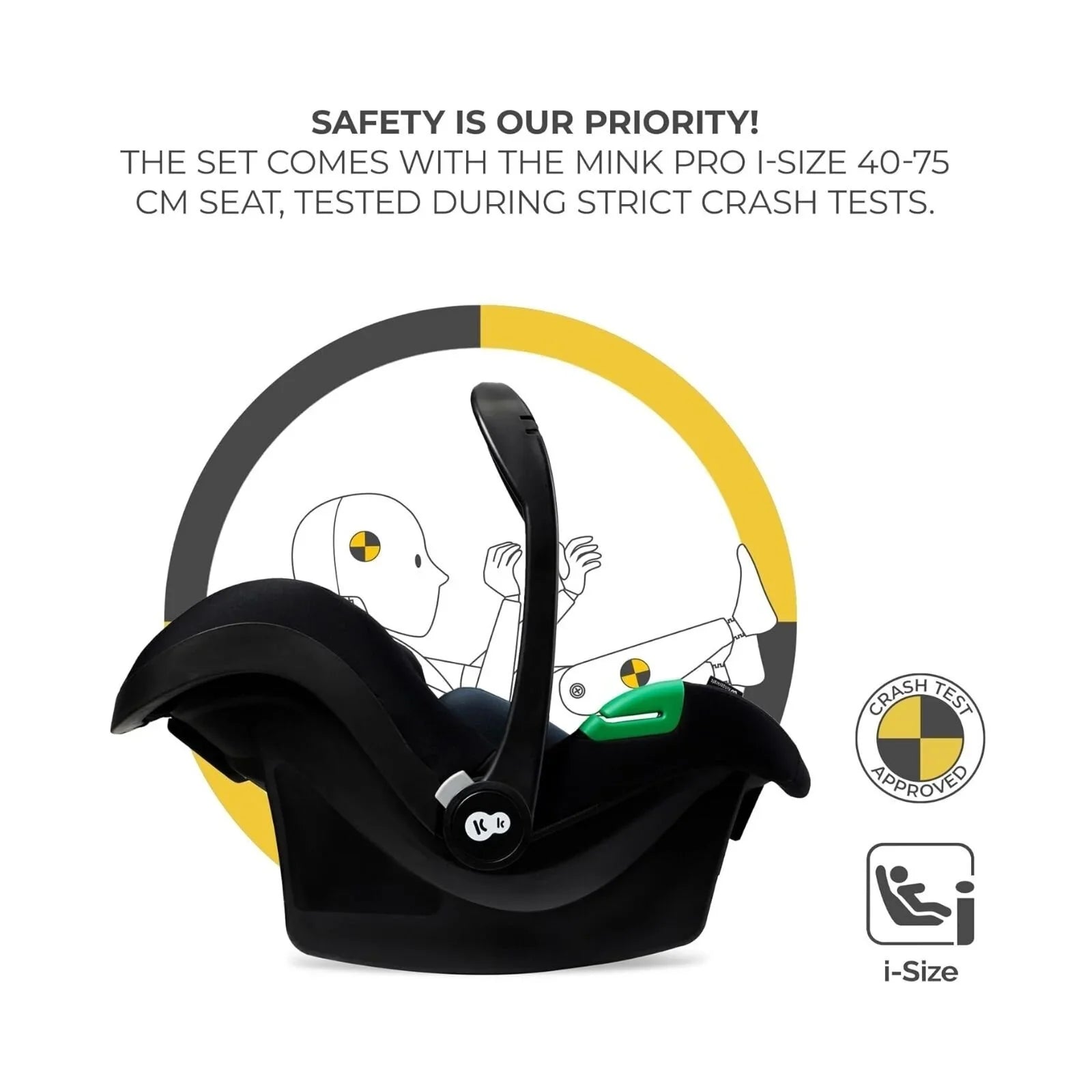 Kinderkraft Esme 3-in-1 Travel System with Mink Pro Car Seat - Pure Black