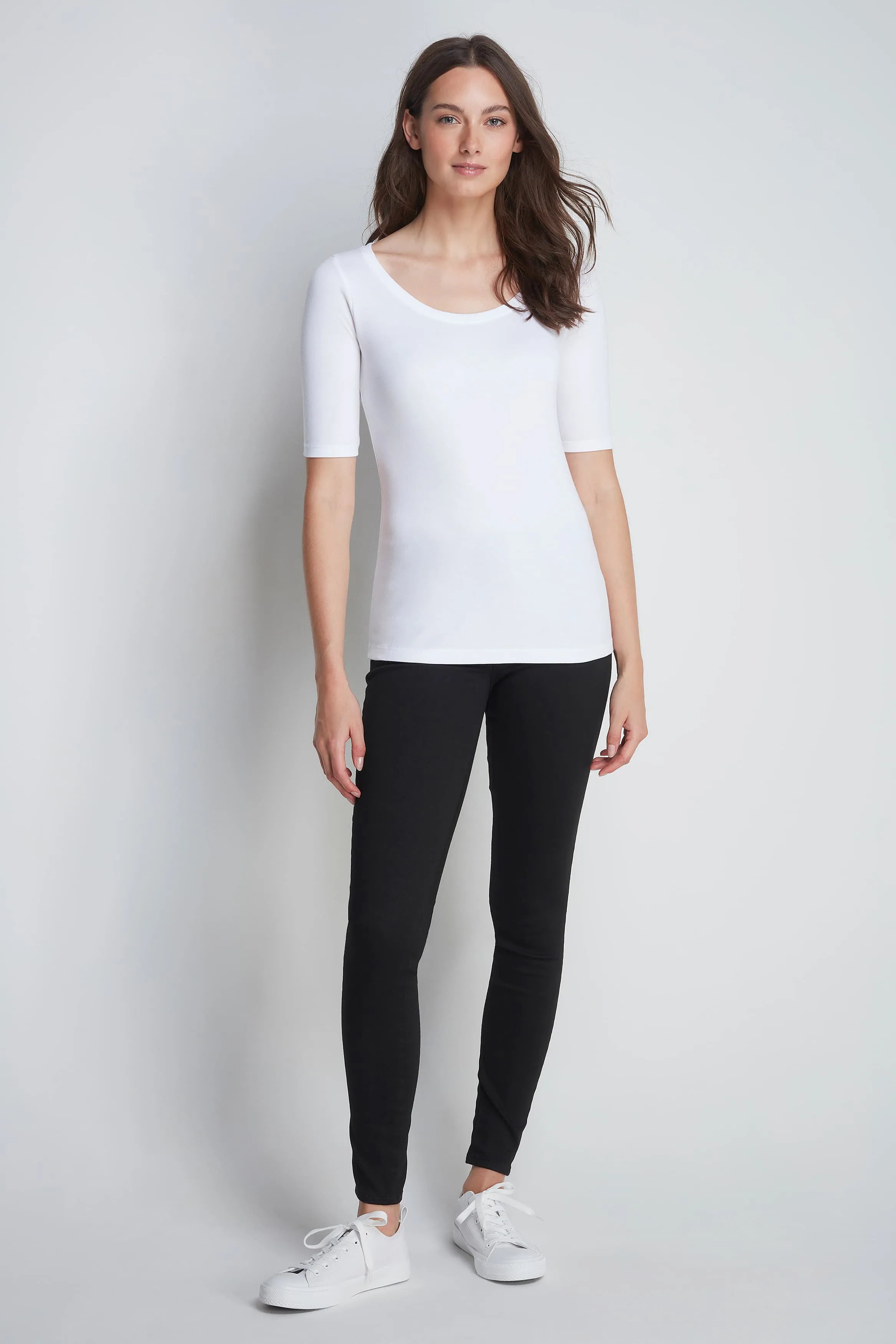 Half Sleeve Scoop Neck Cotton Modal Blend T-Shirt