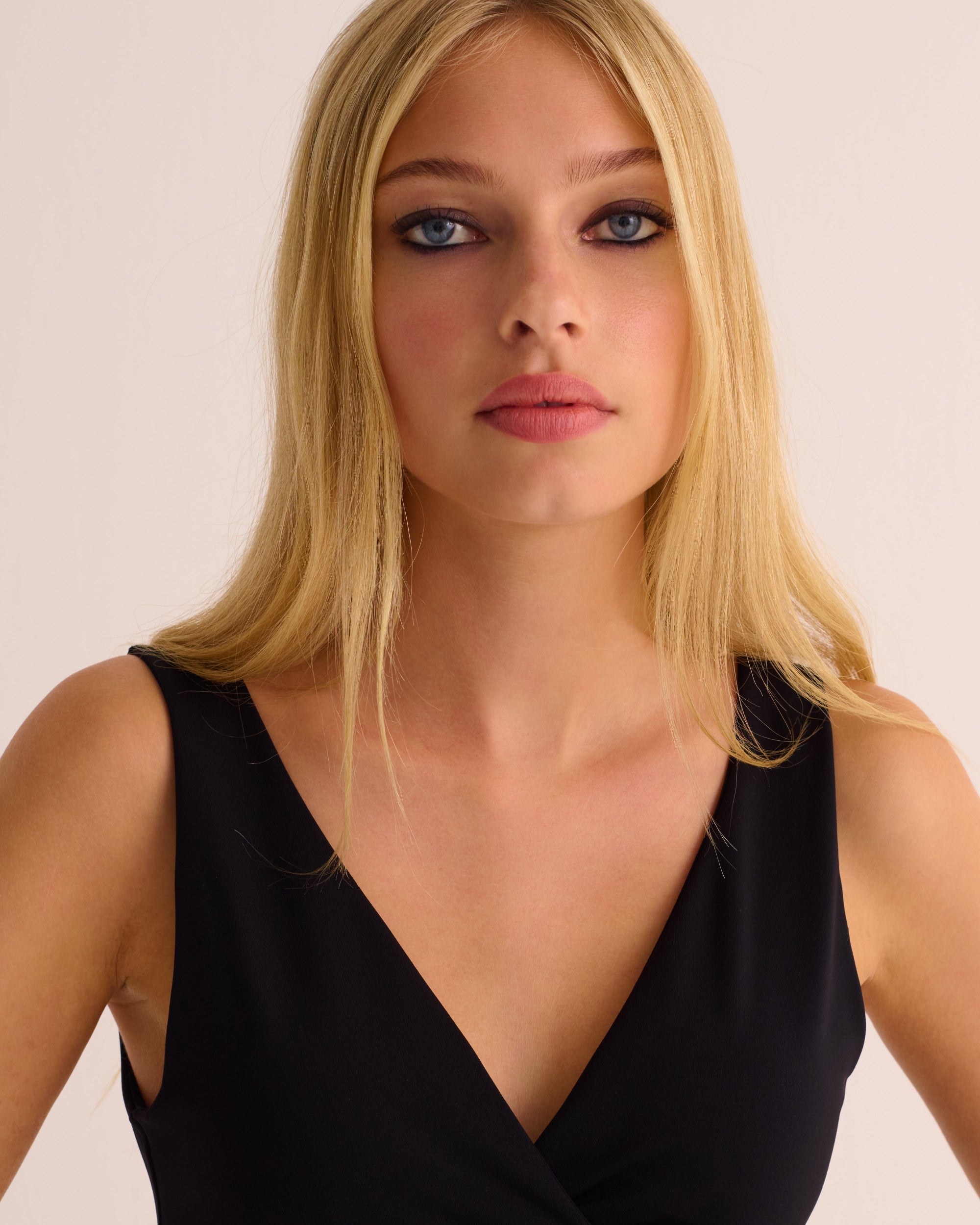 Black Soft Hi-Stretch Wrap Dress