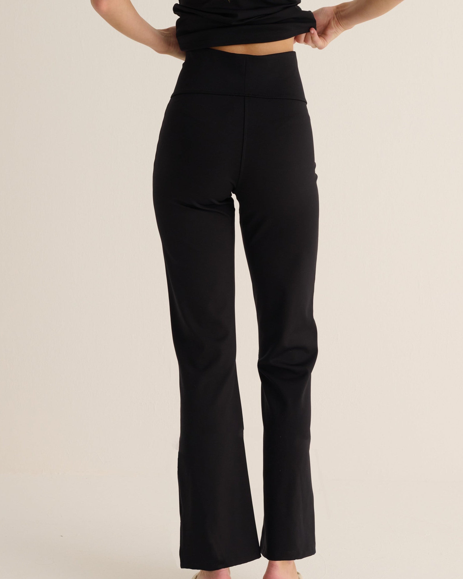 Black Soft Hi-Stretch Kick Flare Leggings