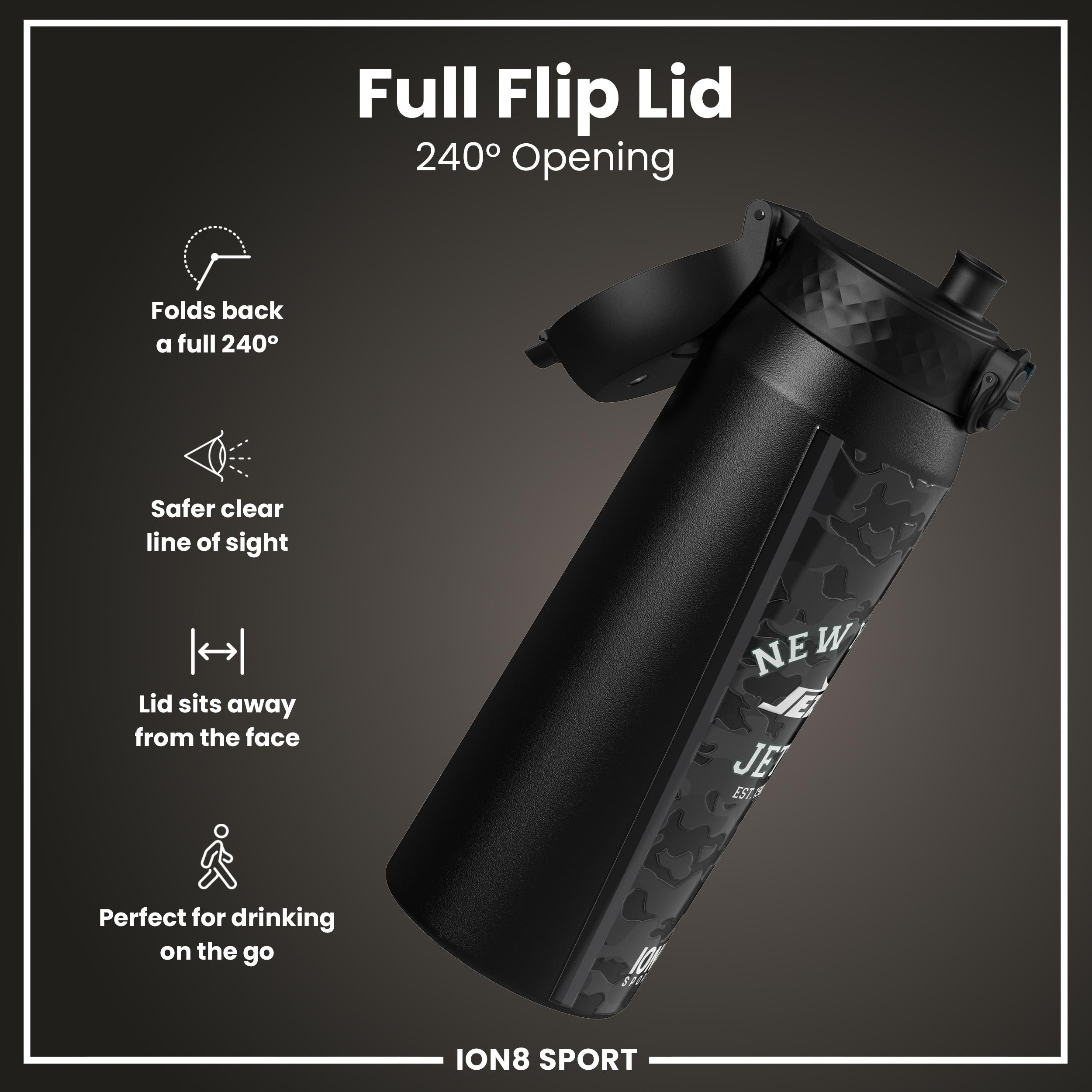 NFL x ION8 Insulated Steel Water Bottle, NFL Jets, 750ml (24oz)