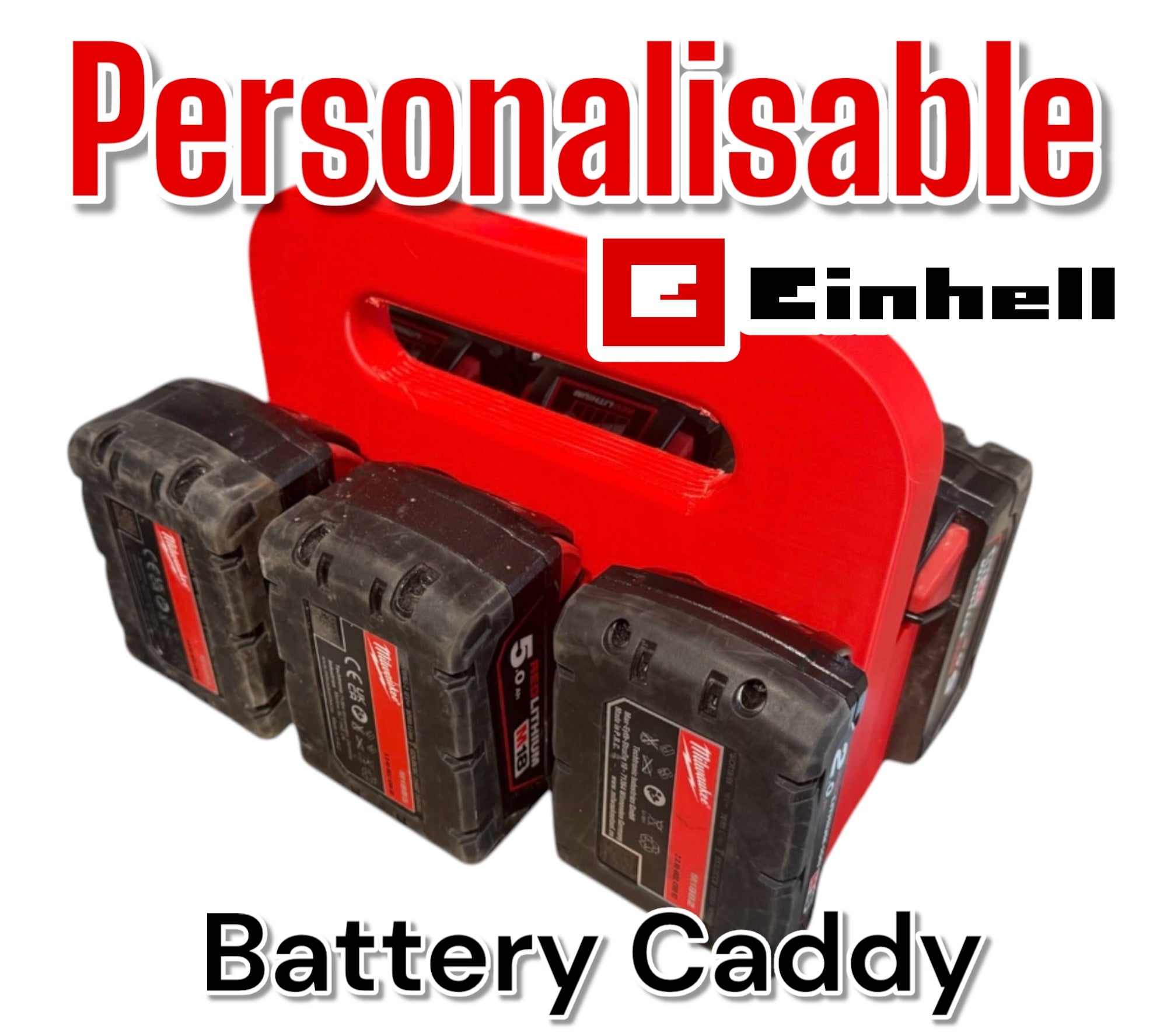 Einhell Power-XC PXC 18v Battery Carrier for 4 or 6 Batteries | DIY Gift | Builders Gift | Gift For Dad | Heavy Duty | Personalisable | Christmas Gift Idea