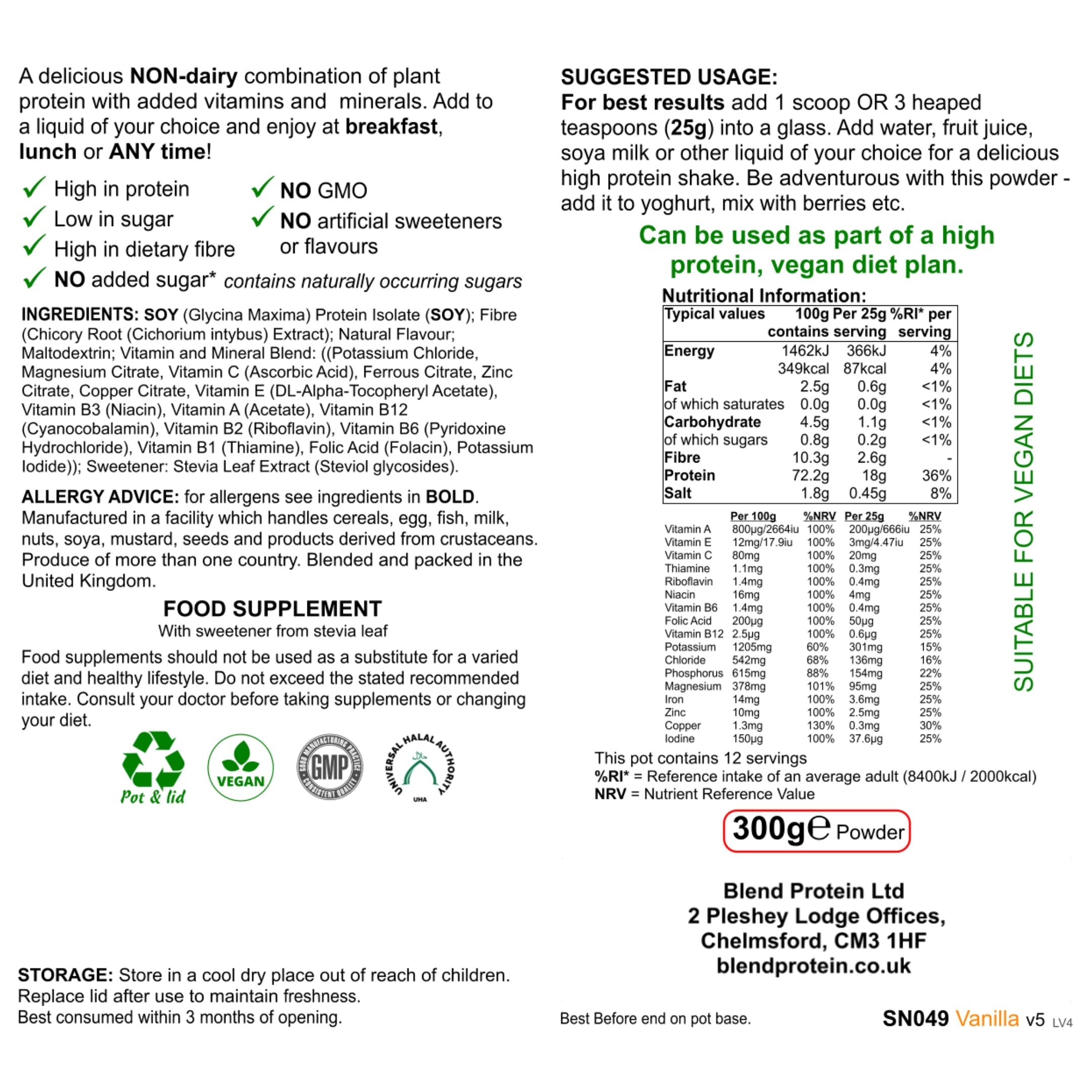 Organic Protein Mealshake - Vanilla Flavour