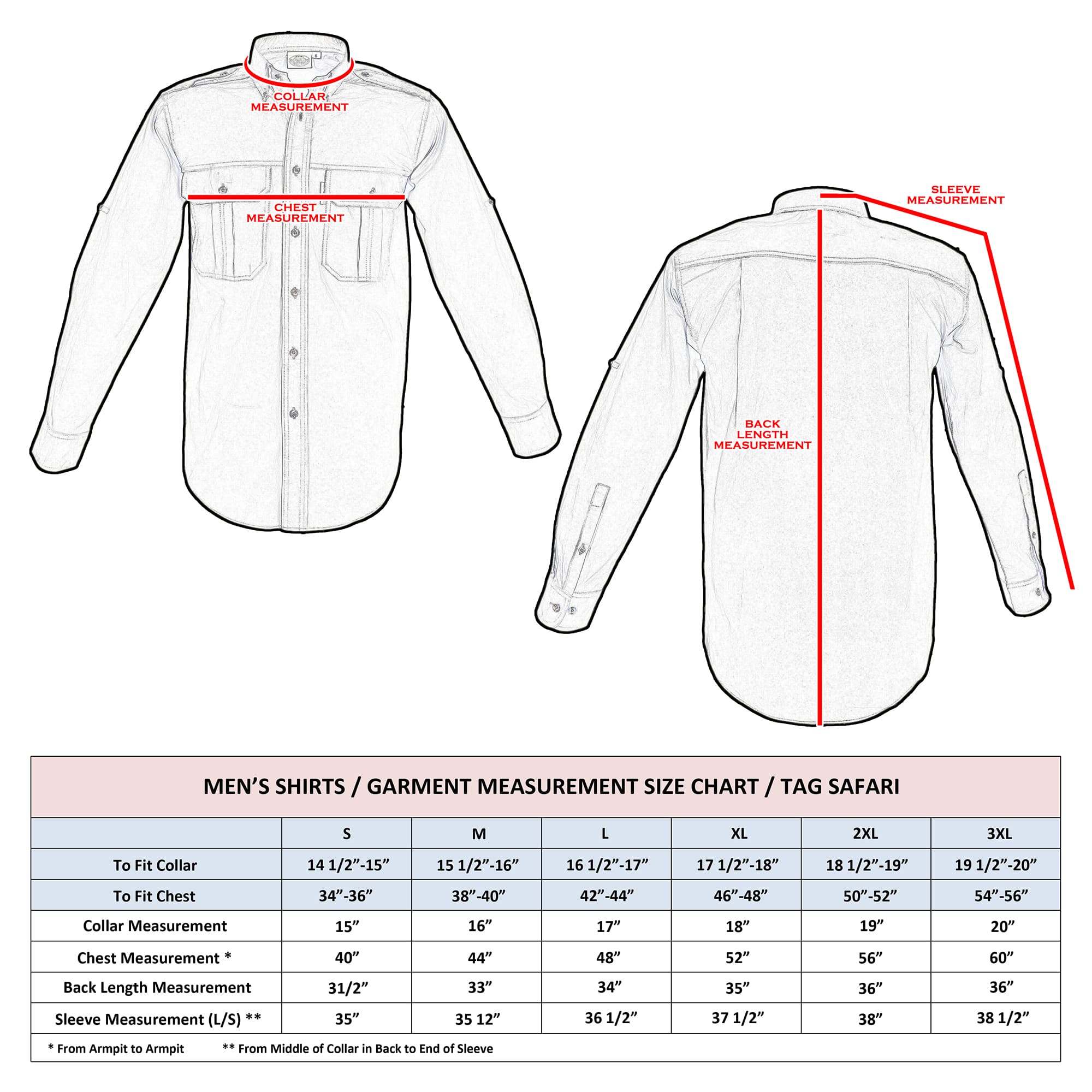 Safari Shirt for Men - L/Sleeve
