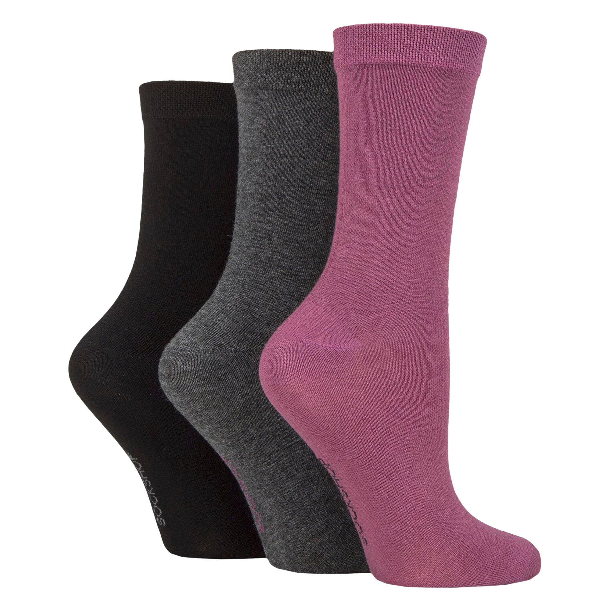 3 Pack Ladies Plain Bamboo Socks - Soft Breathable Everyday Comfort Socks