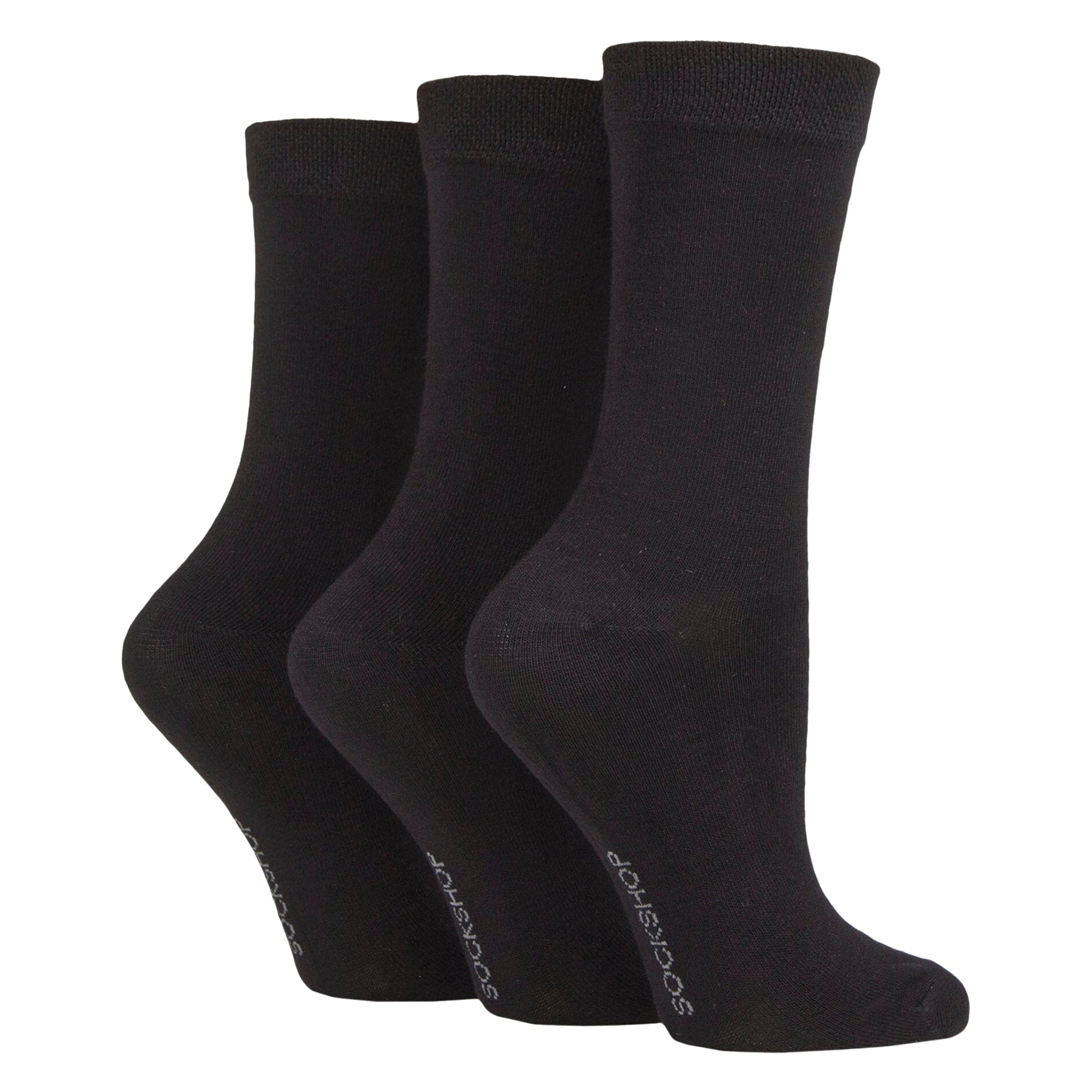 3 Pack Ladies Plain Bamboo Socks - Soft Breathable Everyday Comfort Socks