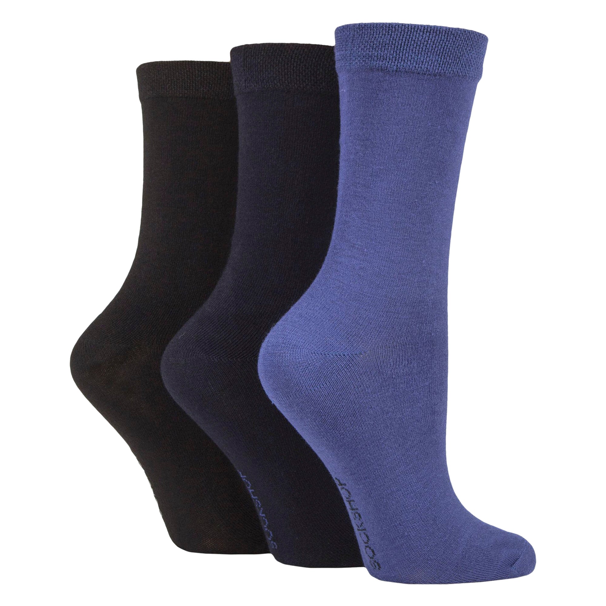 3 Pack Ladies Plain Bamboo Socks - Soft Breathable Everyday Comfort Socks
