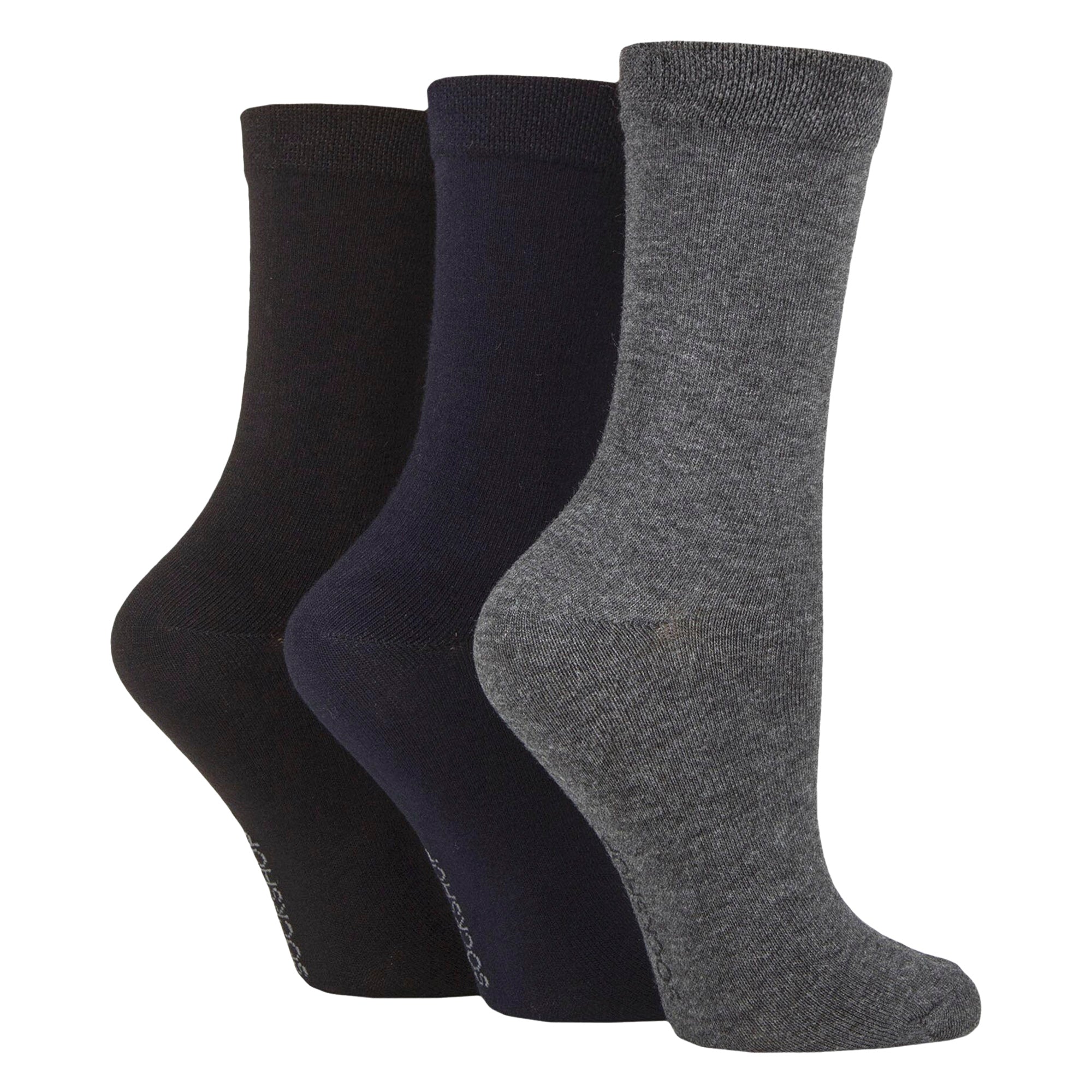 3 Pack Ladies Plain Bamboo Socks - Soft Breathable Everyday Comfort Socks
