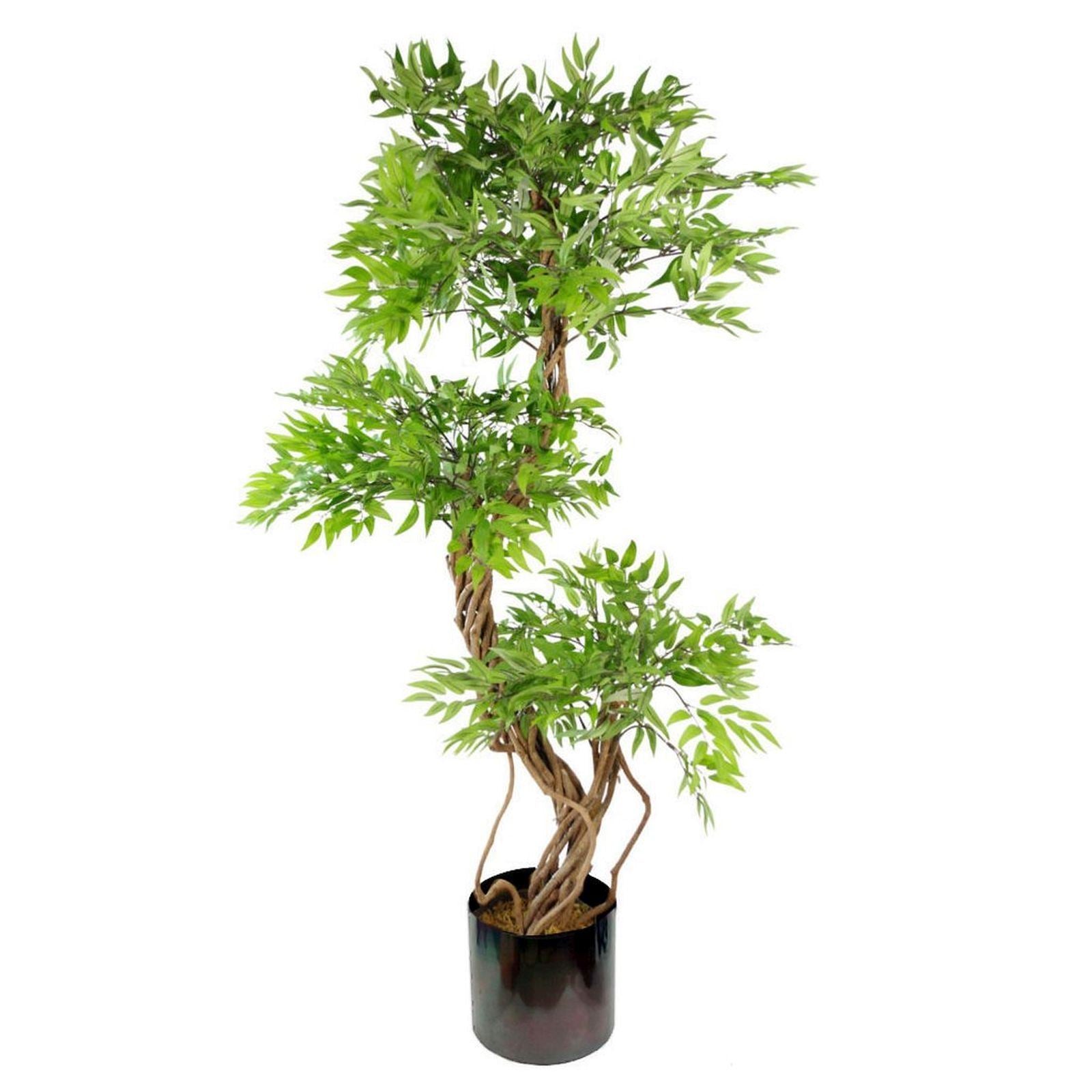 140cm Leaf Realistic Artificial Japanese Fruticosa Ficus Tree, Green Rainbow