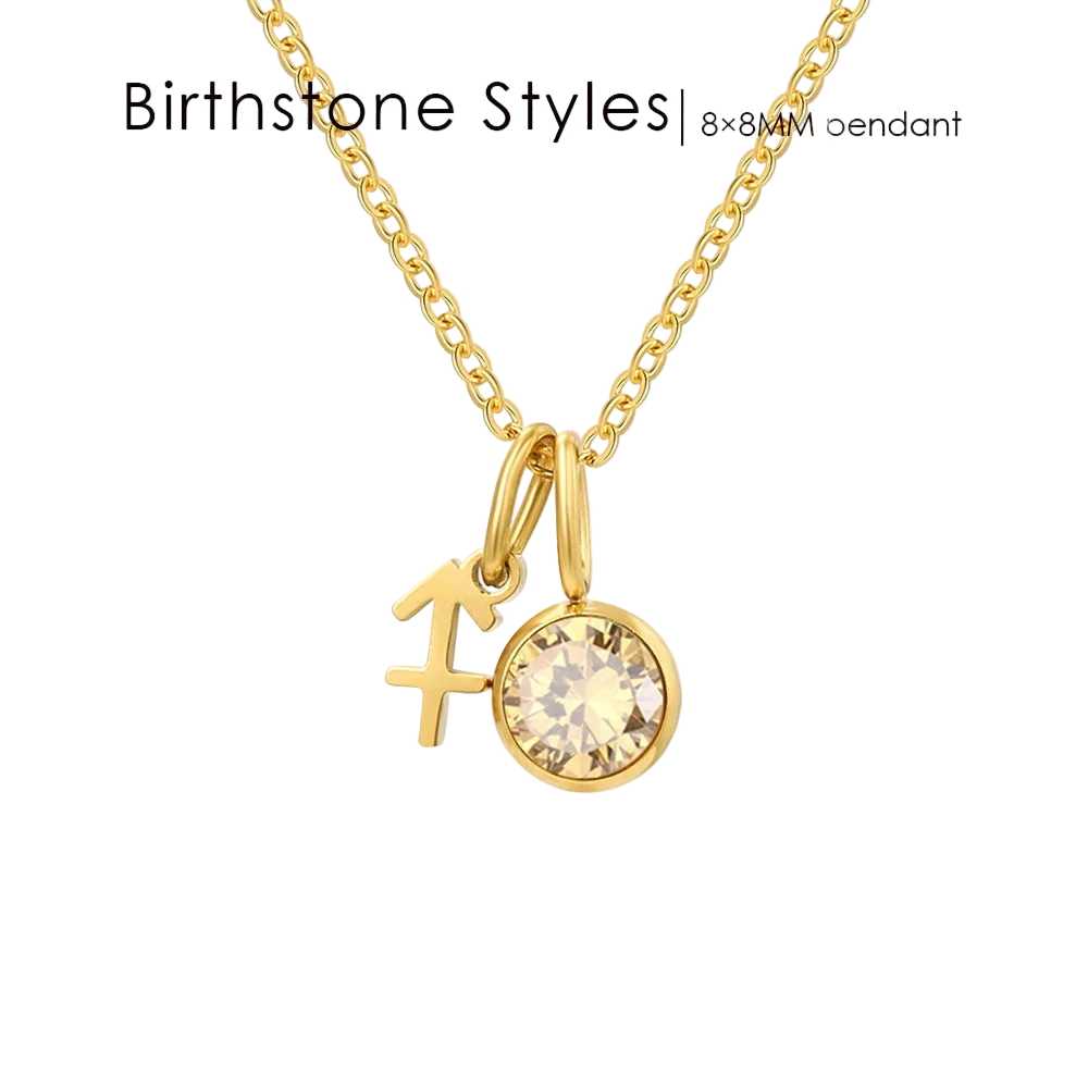 14K Gold, Silver & Rose Gold Zodiac Birthstone Necklace