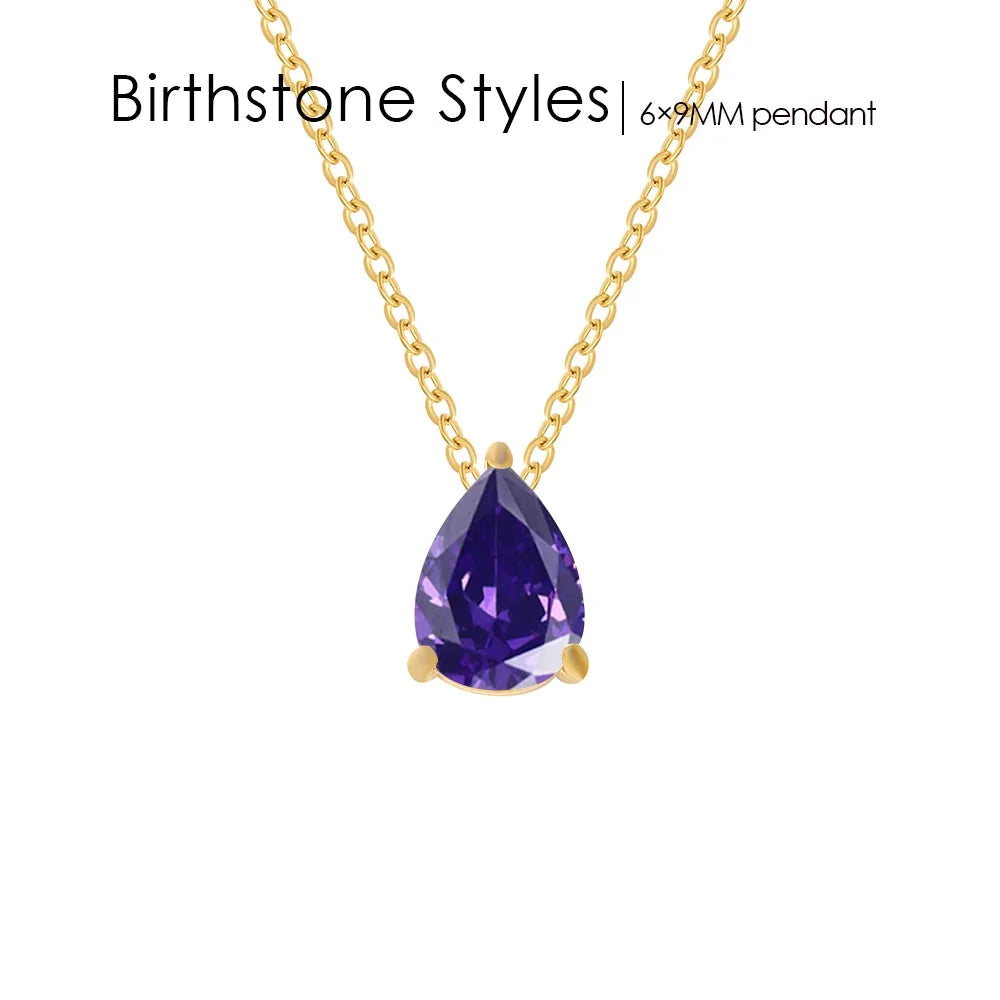 Teardrop Birthstone Necklace