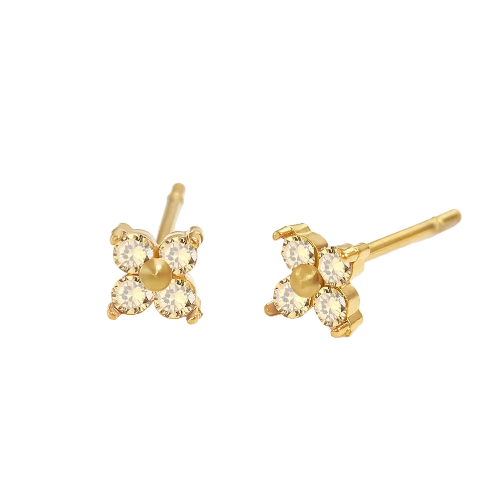 Birthstone Flower Stud Earrings