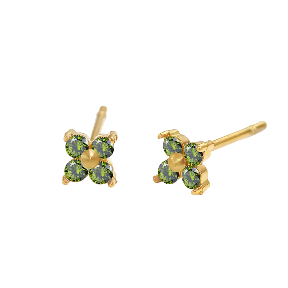 Birthstone Flower Stud Earrings