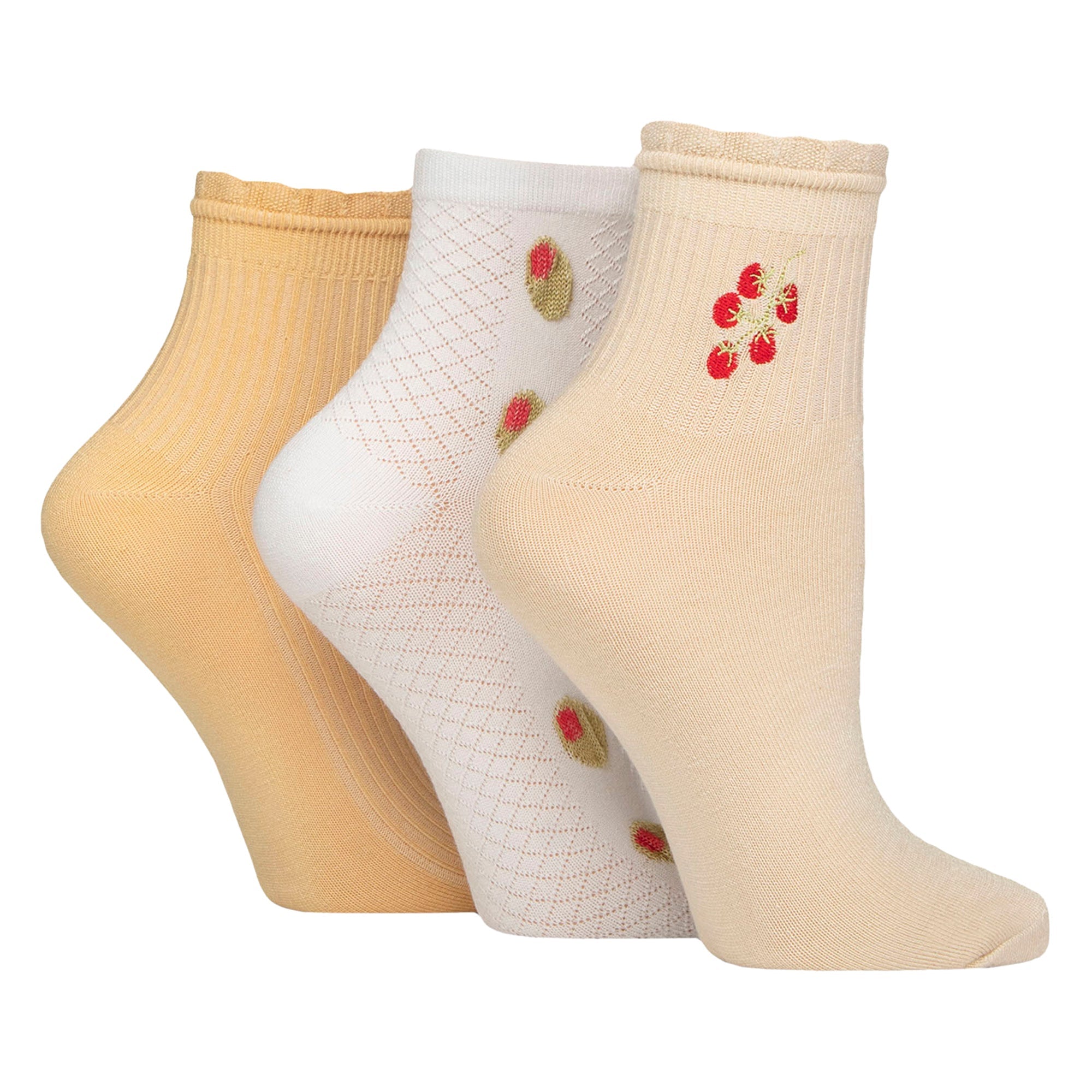 3 Pack Ladies Ribbed Anklet Socks with Frill Welt - Soft Stylish Everyday Fit