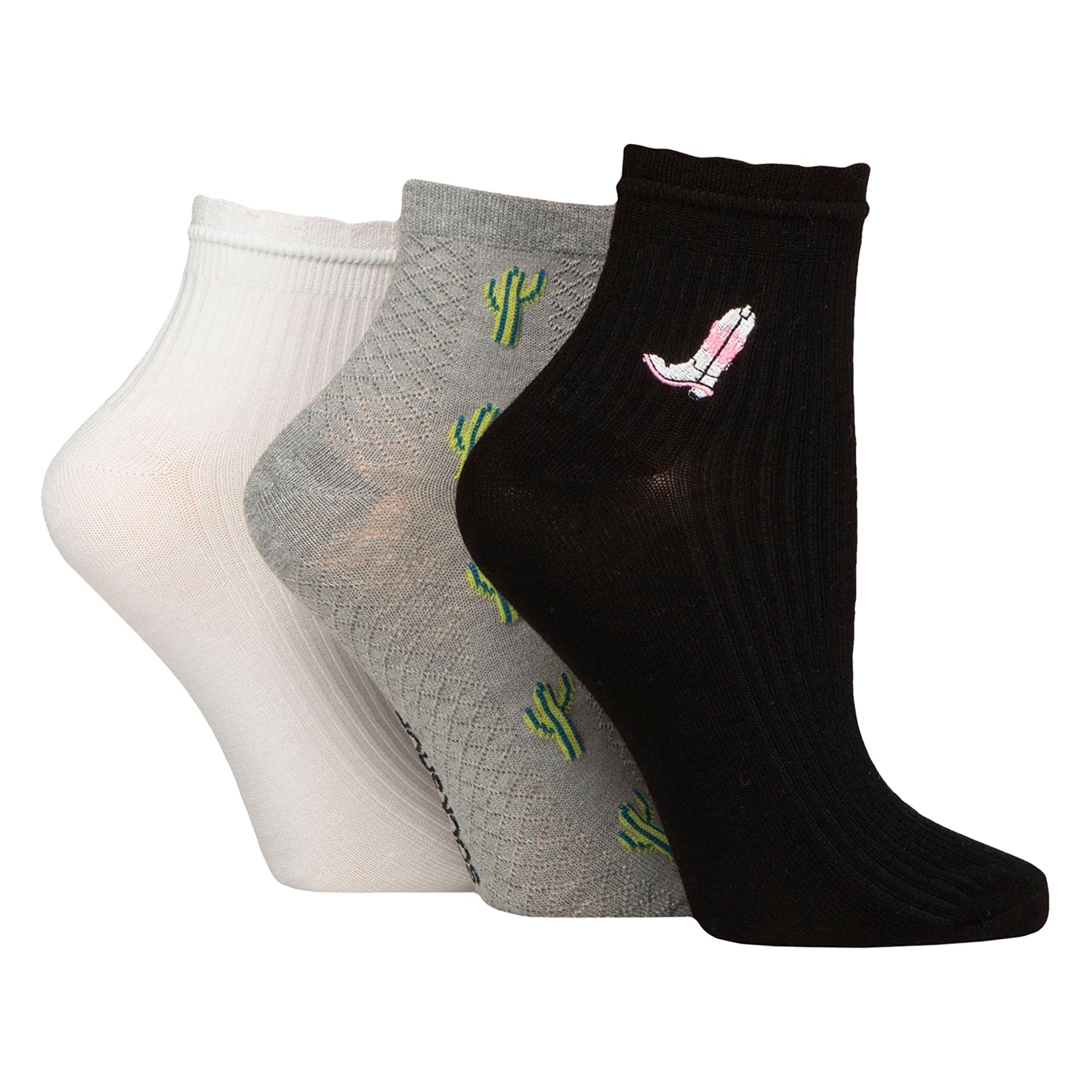 3 Pack Ladies Ribbed Anklet Socks with Frill Welt - Soft Stylish Everyday Fit