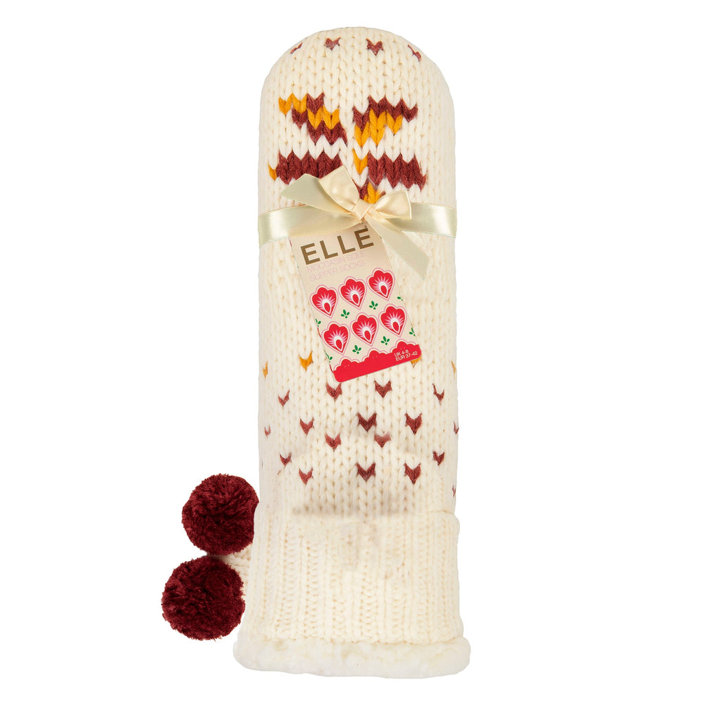 1 Pair Ladies Chunky Sherpa Lined Cosy Moccasin with Pom Pom - Warm Comfort