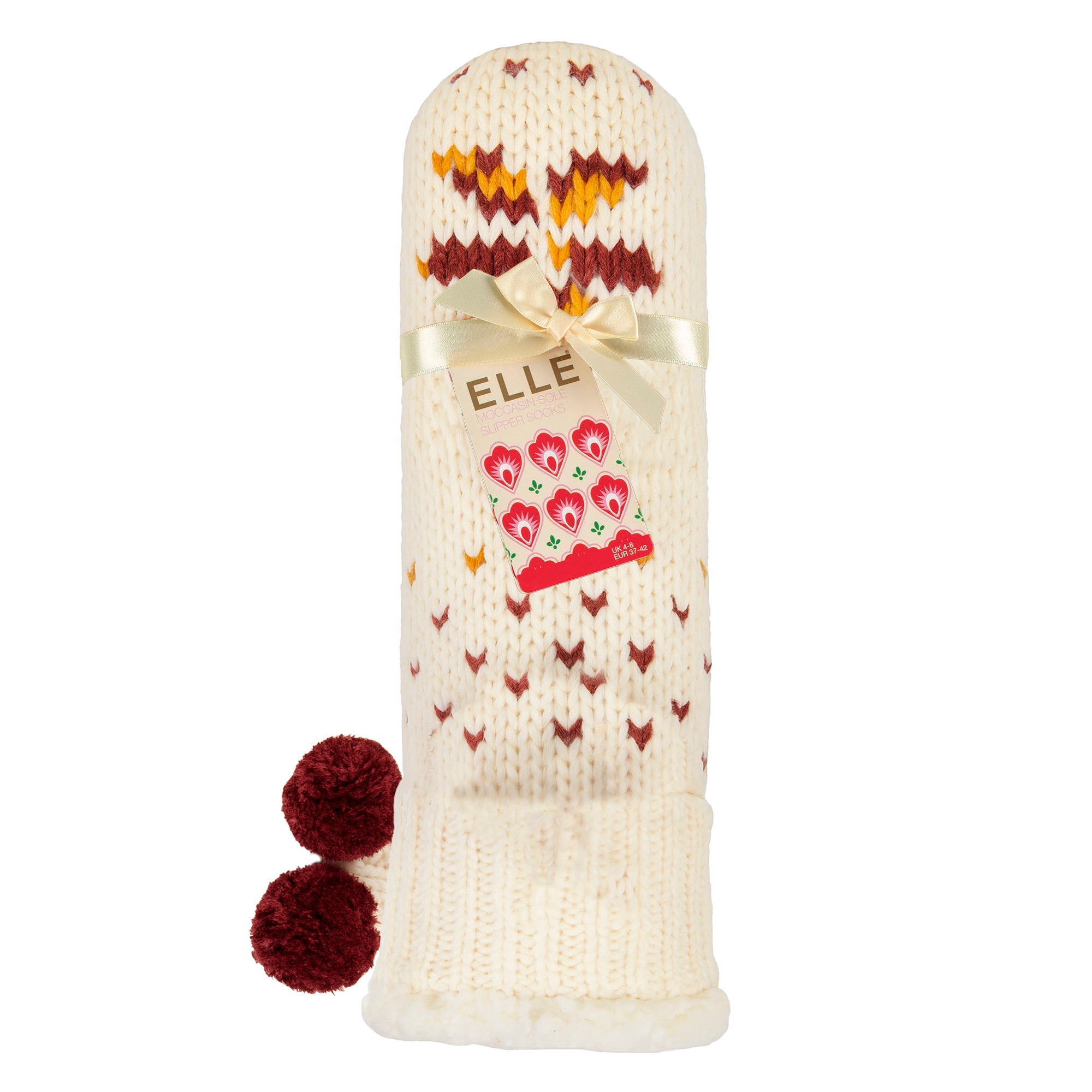 1 Pair Ladies Chunky Sherpa Lined Cosy Moccasin with Pom Pom - Warm Comfort