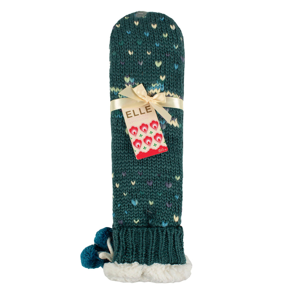 1 Pair Ladies Chunky Sherpa Lined Cosy Moccasin with Pom Pom - Warm Comfort