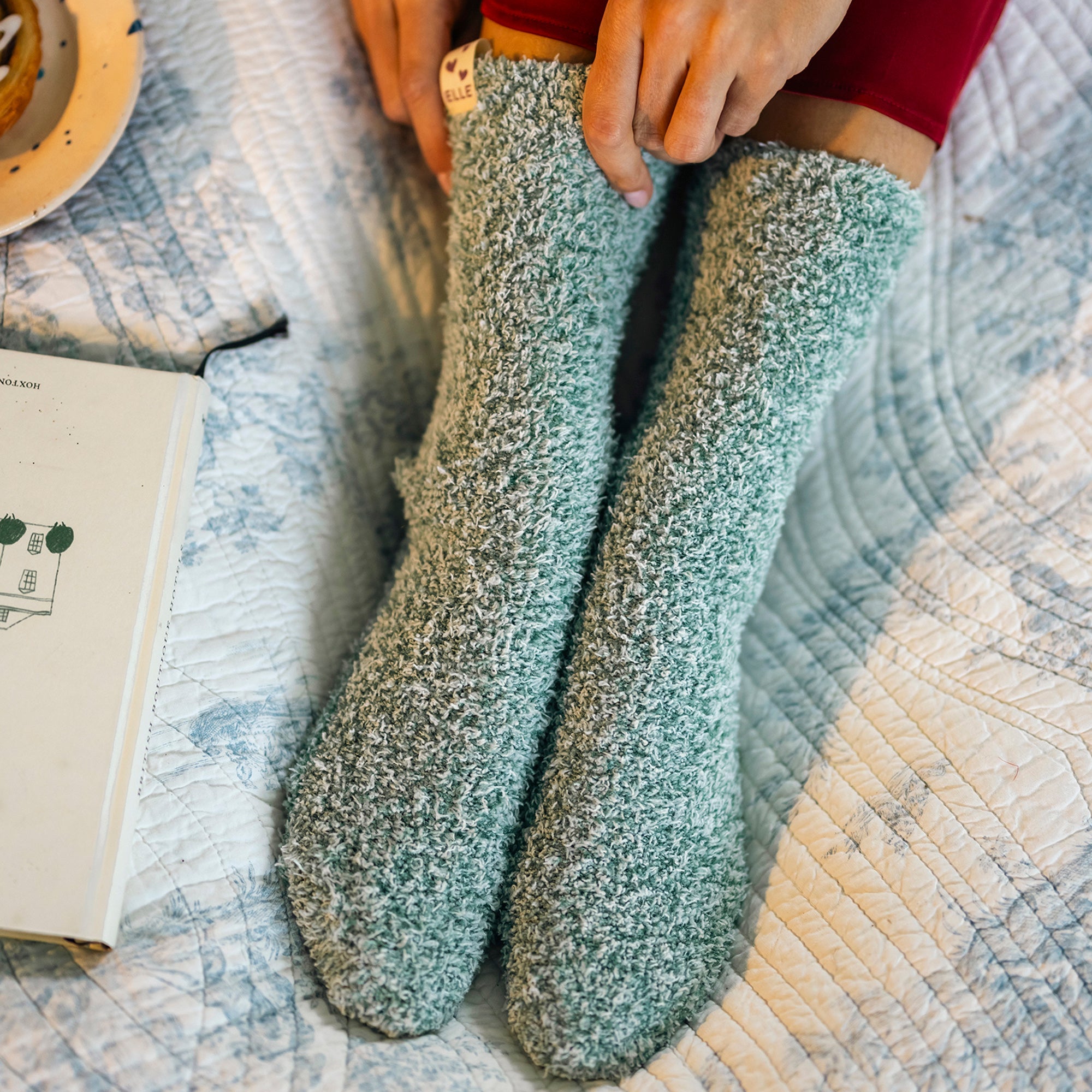 2 Pack Ladies Two Tone Cosy Bed and Home Socks - Warm Soft Relaxing Comfort