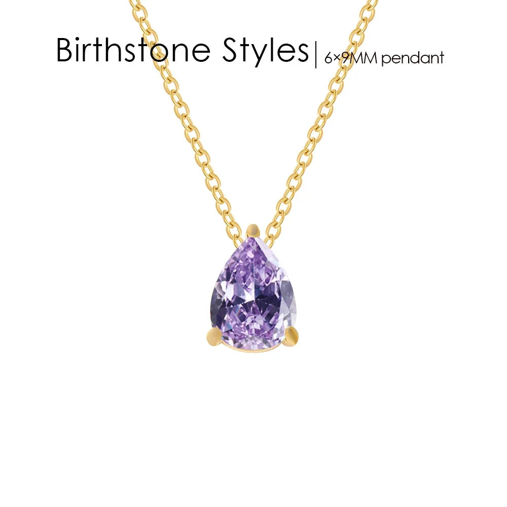 Teardrop Birthstone Necklace