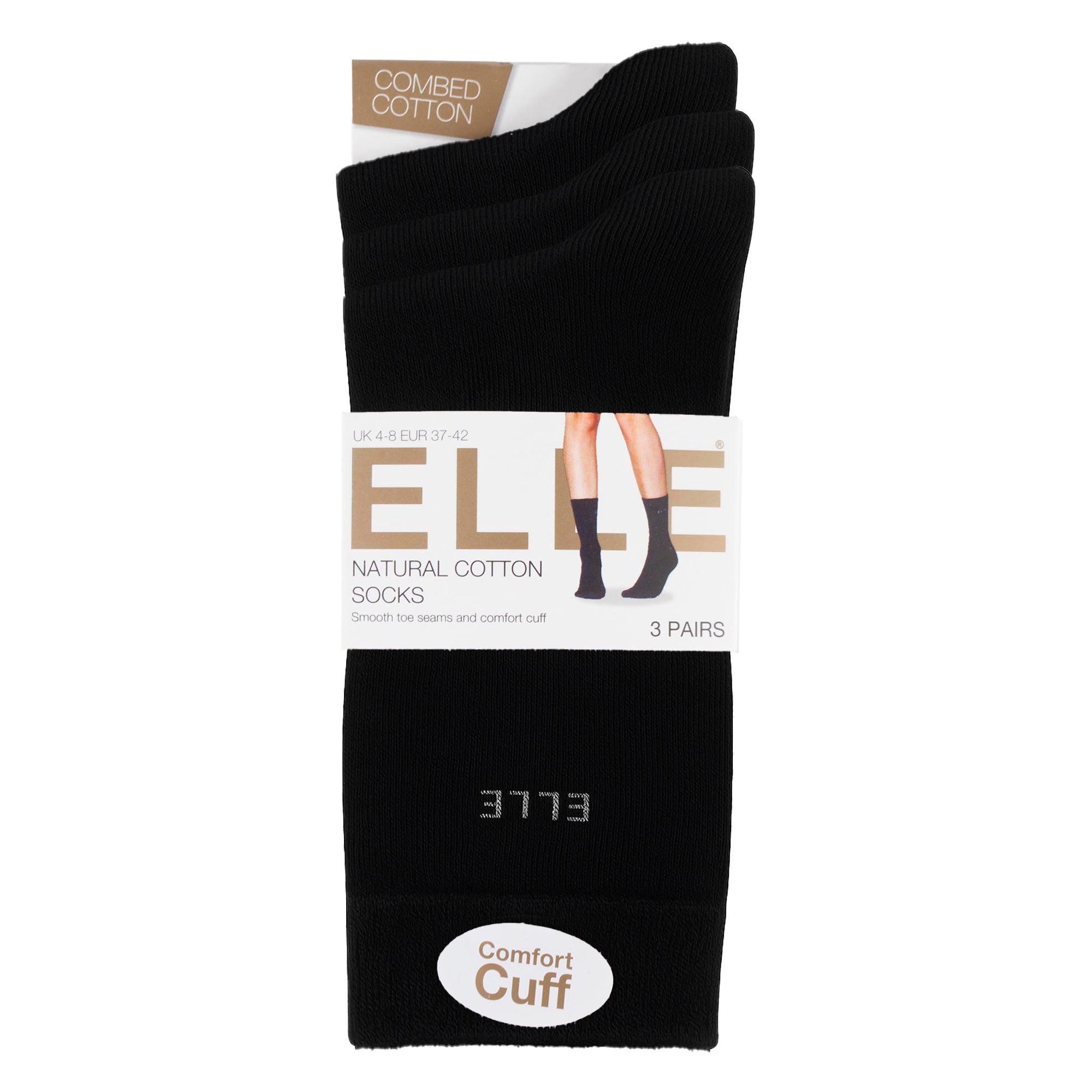 3 Pack Ladies Plain Cotton Socks - Soft Breathable Everyday Comfort Fit