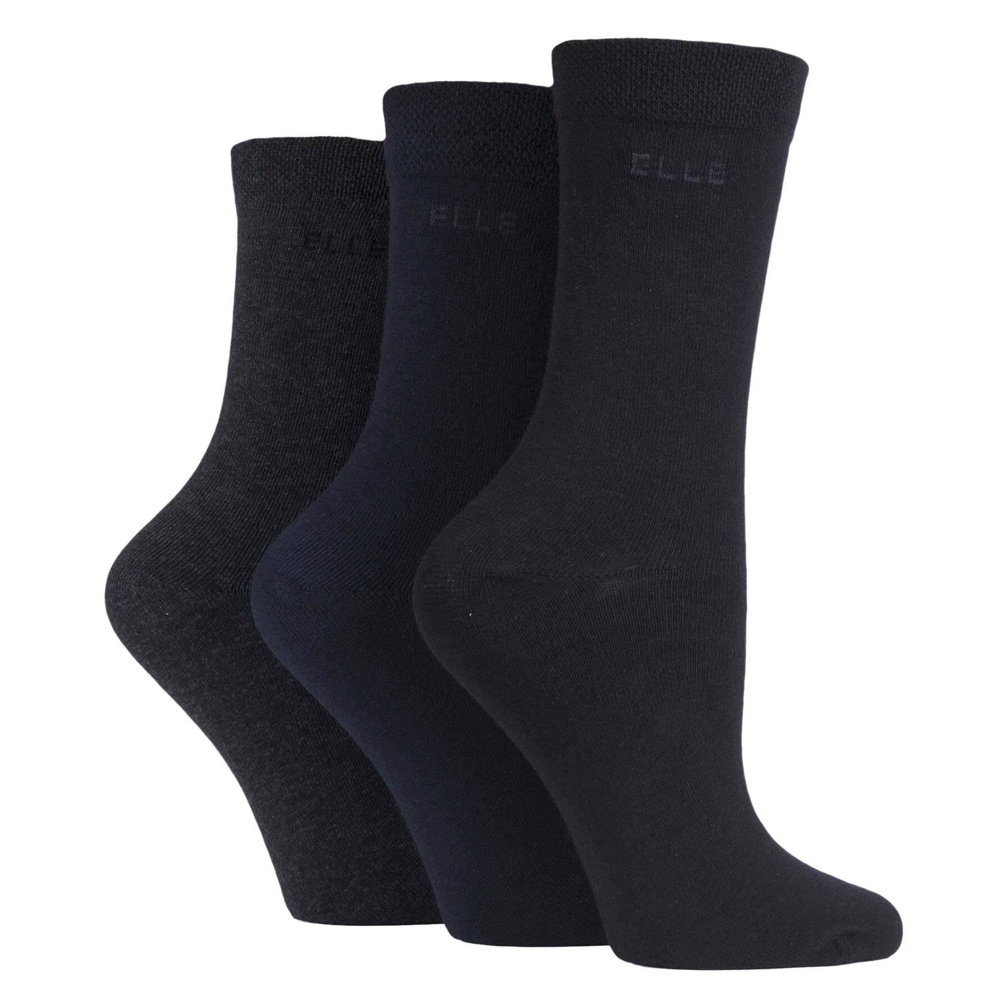 3 Pack Ladies Plain Cotton Socks - Soft Breathable Everyday Comfort Fit