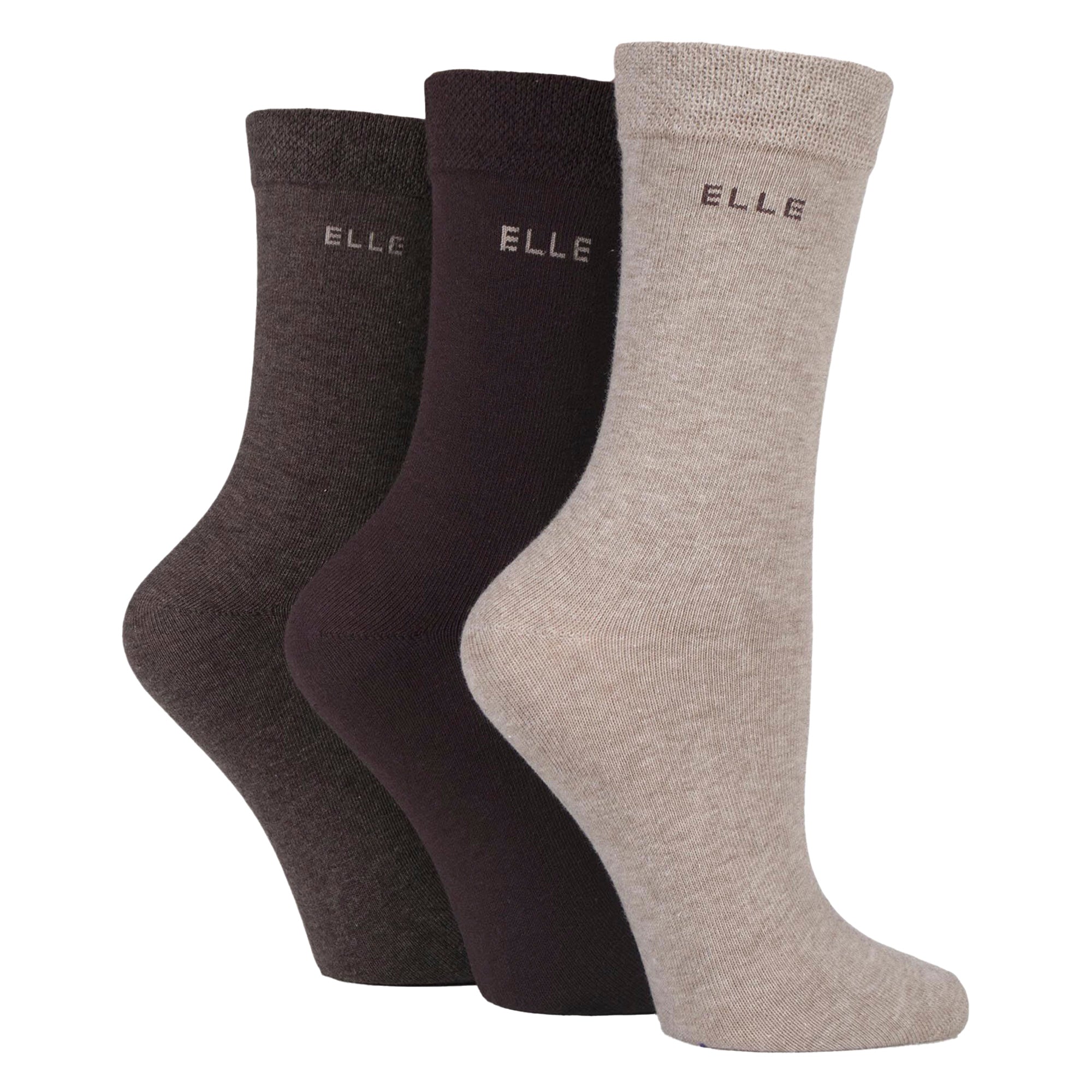 3 Pack Ladies Plain Cotton Socks - Soft Breathable Everyday Comfort Fit