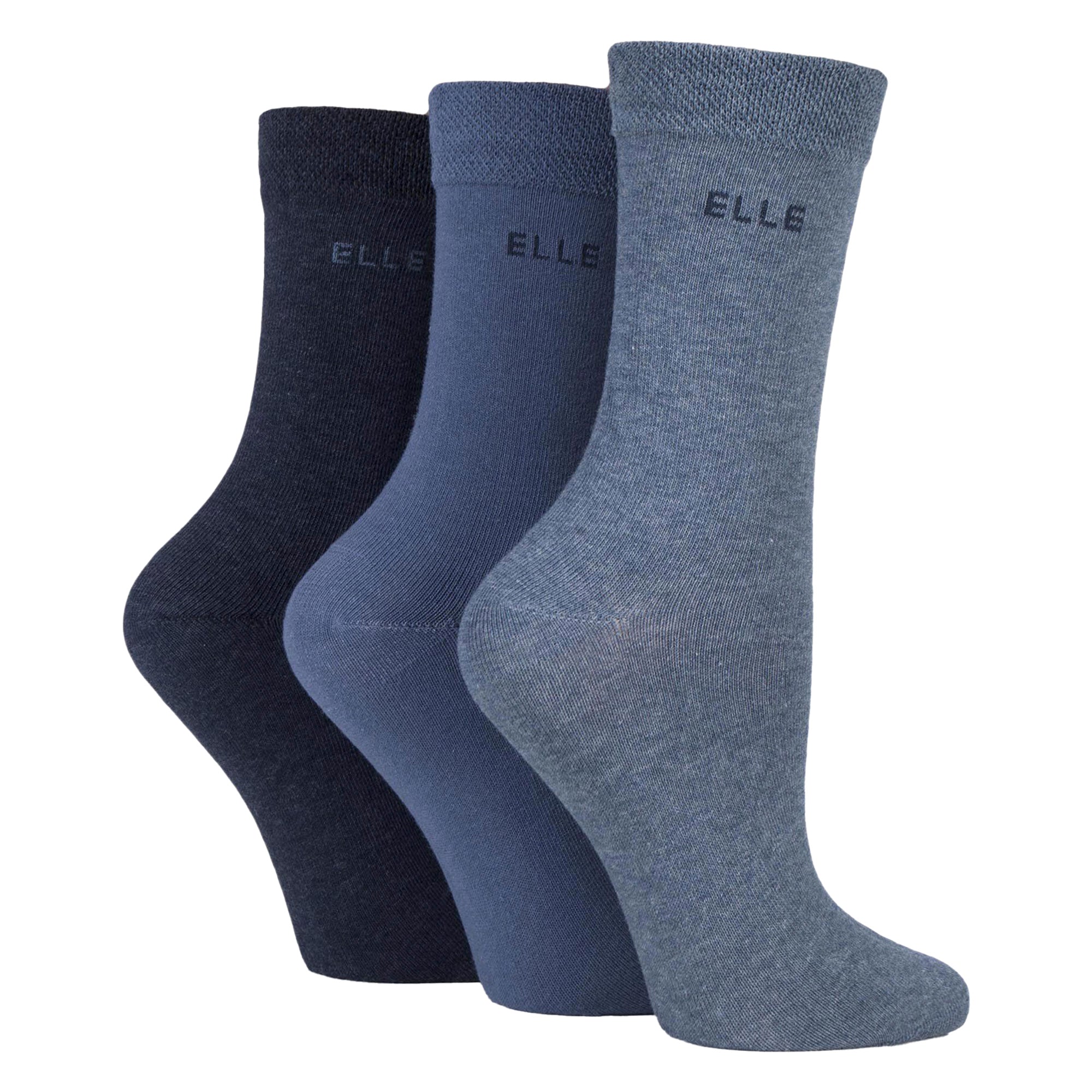 3 Pack Ladies Plain Cotton Socks - Soft Breathable Everyday Comfort Fit