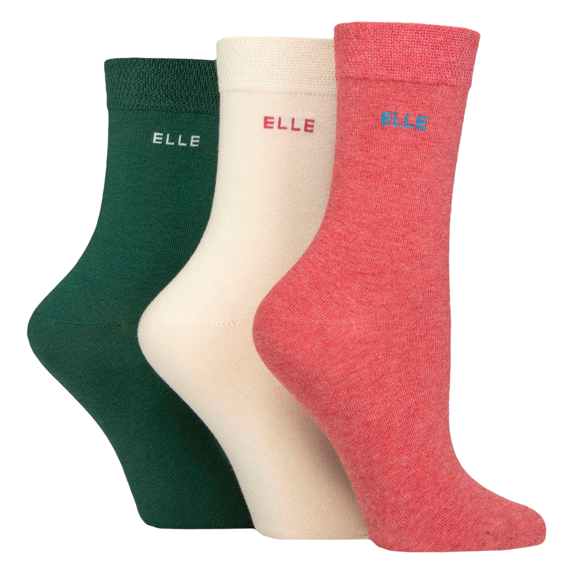 3 Pack Ladies Plain Cotton Socks - Soft Breathable Everyday Comfort Fit