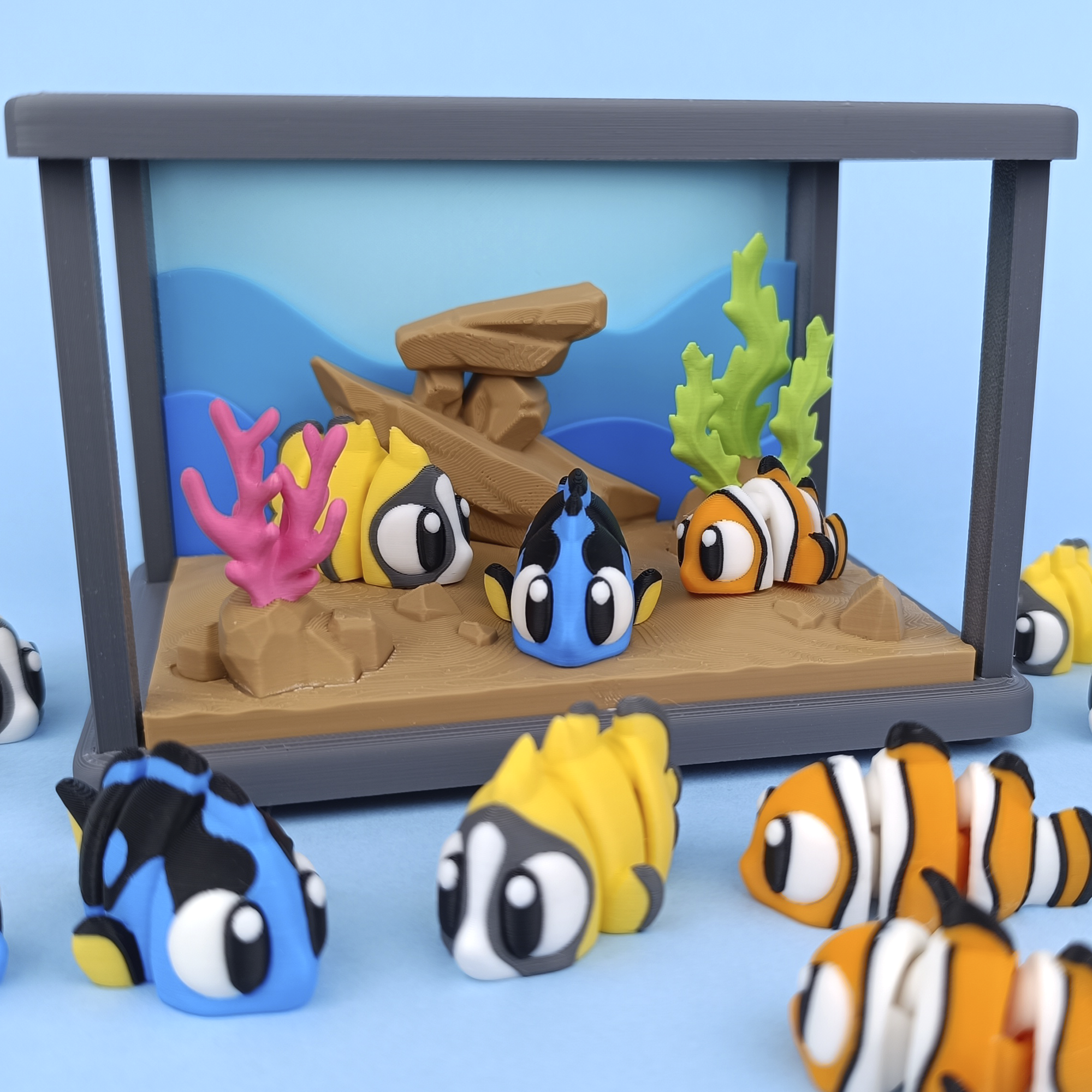 3D Printed Flexi Angel Fish | Dory Inspired Fidget Toy | Desk Buddy | Keychain | Nemo Fish Gift | Articulated Blue Tang Toy