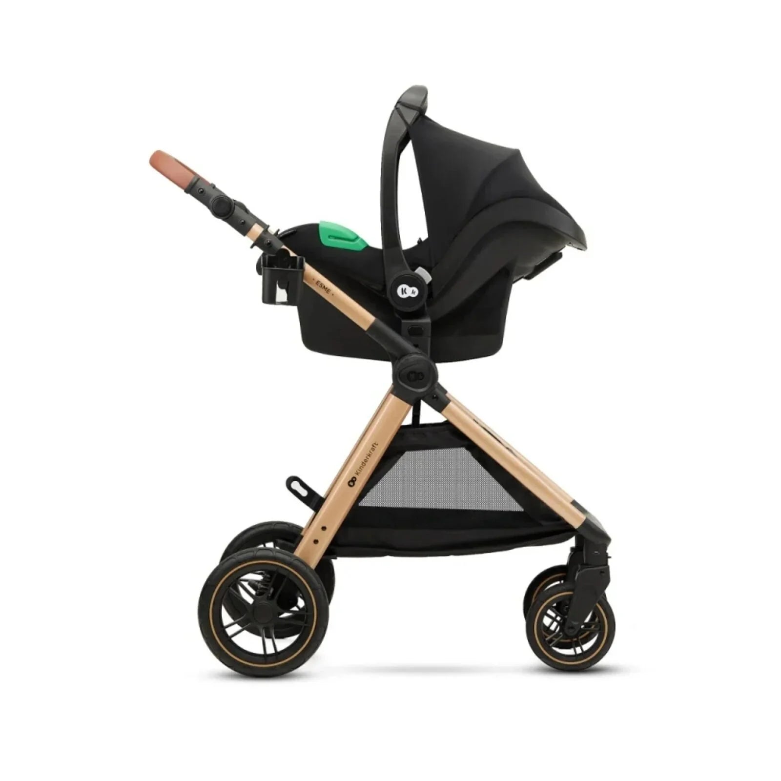 Kinderkraft Esme 3-in-1 Travel System with Mink Pro Car Seat - Pure Black