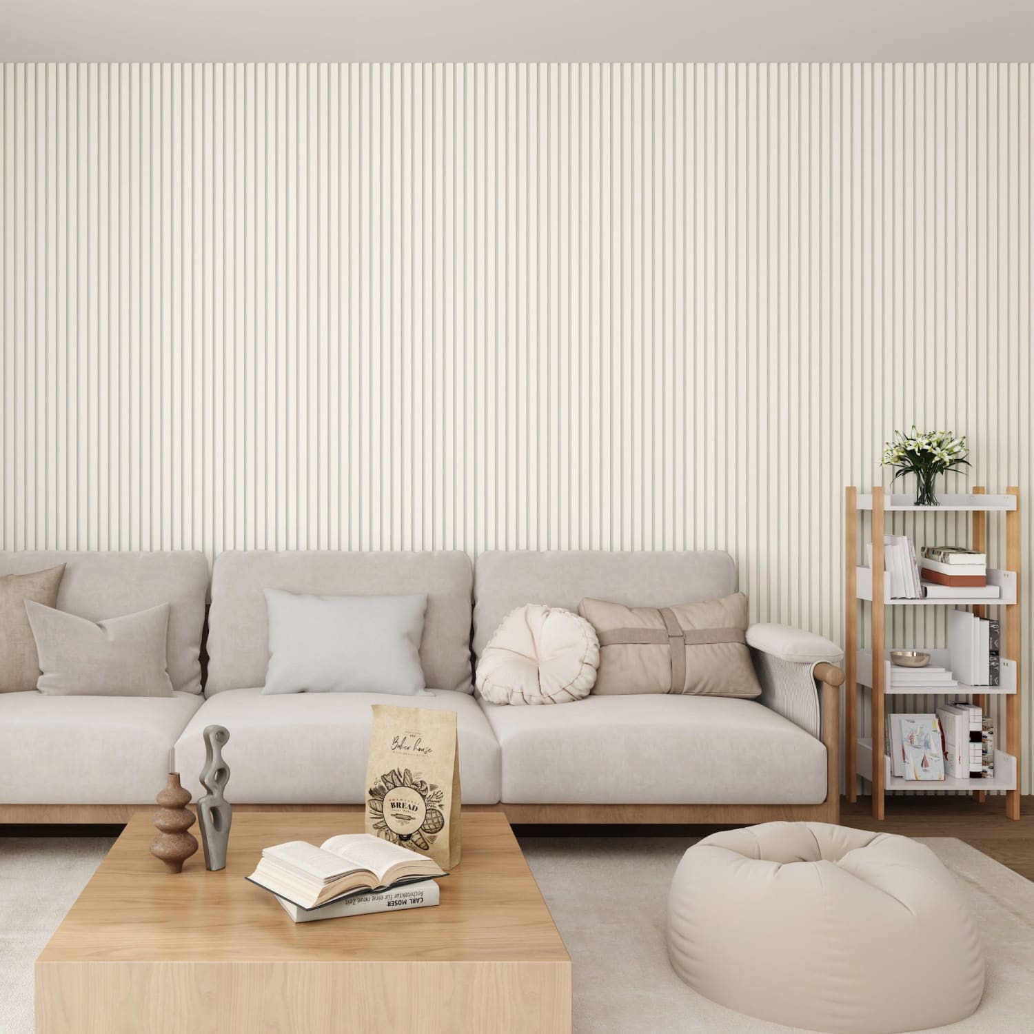 Acoustic Wall Panels in Scallop with White Backing